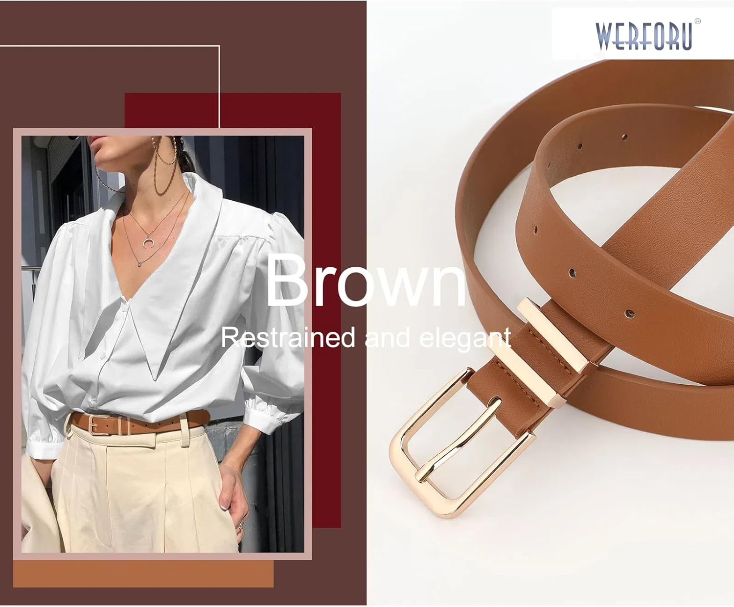 Detalle de WERFORU 3 Stück Damen Gürtel Leder – vielseitiges 3er-Set in verschiedenen Farben
