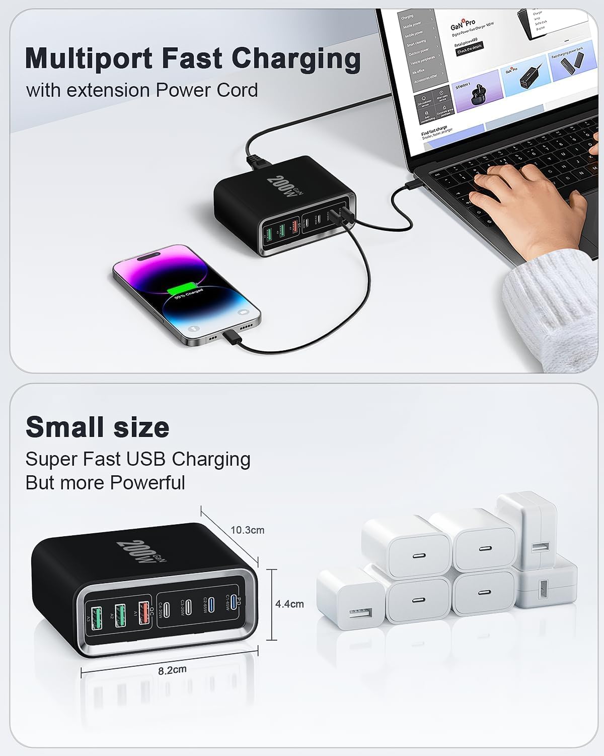 Thumbnail 5 de Suiwel USB-C 200W GaN 7-Port Fast Charging Station Hub with 65W Laptop Port