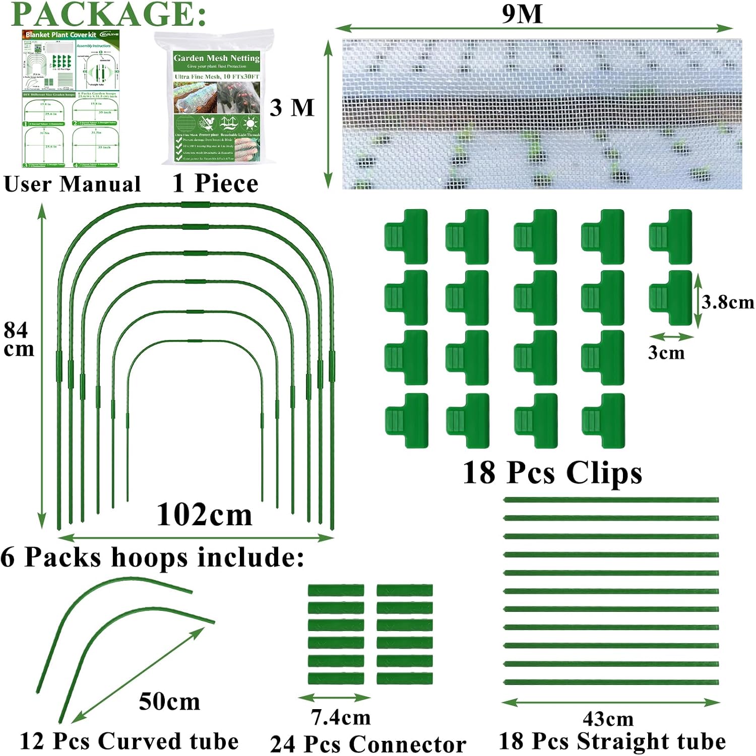 Thumbnail 5 de WYRJXYB Garden Netting Kit, 3 x 9 m pest barrier
