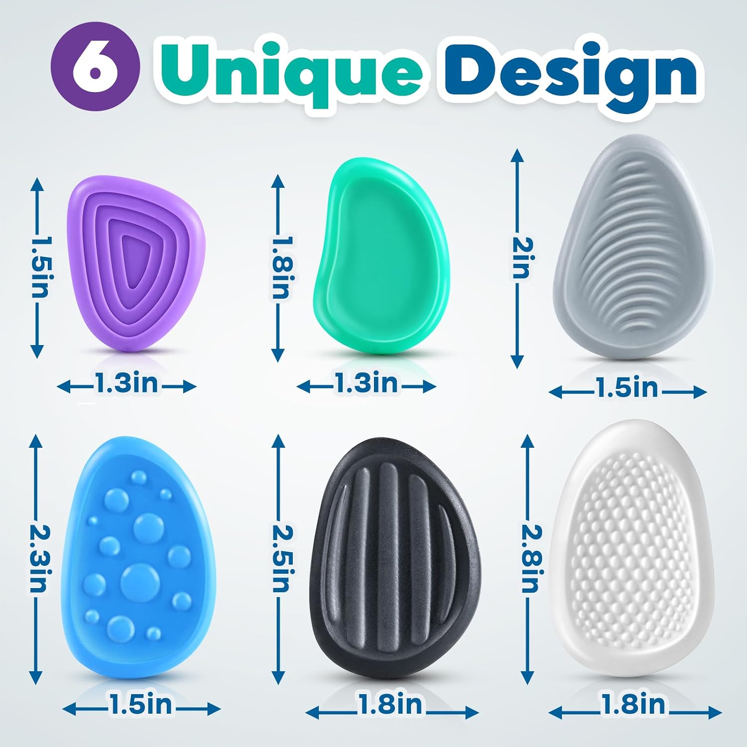 Detalle 2 de ZaxiDeel 6-Pack Textured Silicone Sensory Stones for Quiet Fidgeting