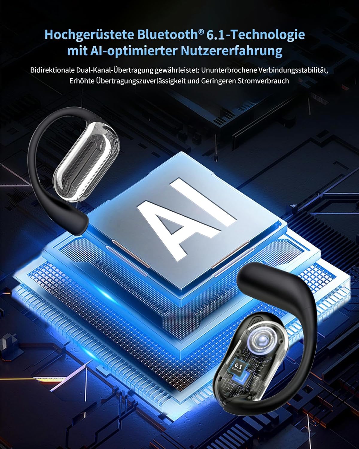 Detalle de EUQQ KI Übersetzer Kopfhörer Bluetooth 6.1, 144 Sprachen, 50 Std ⎧