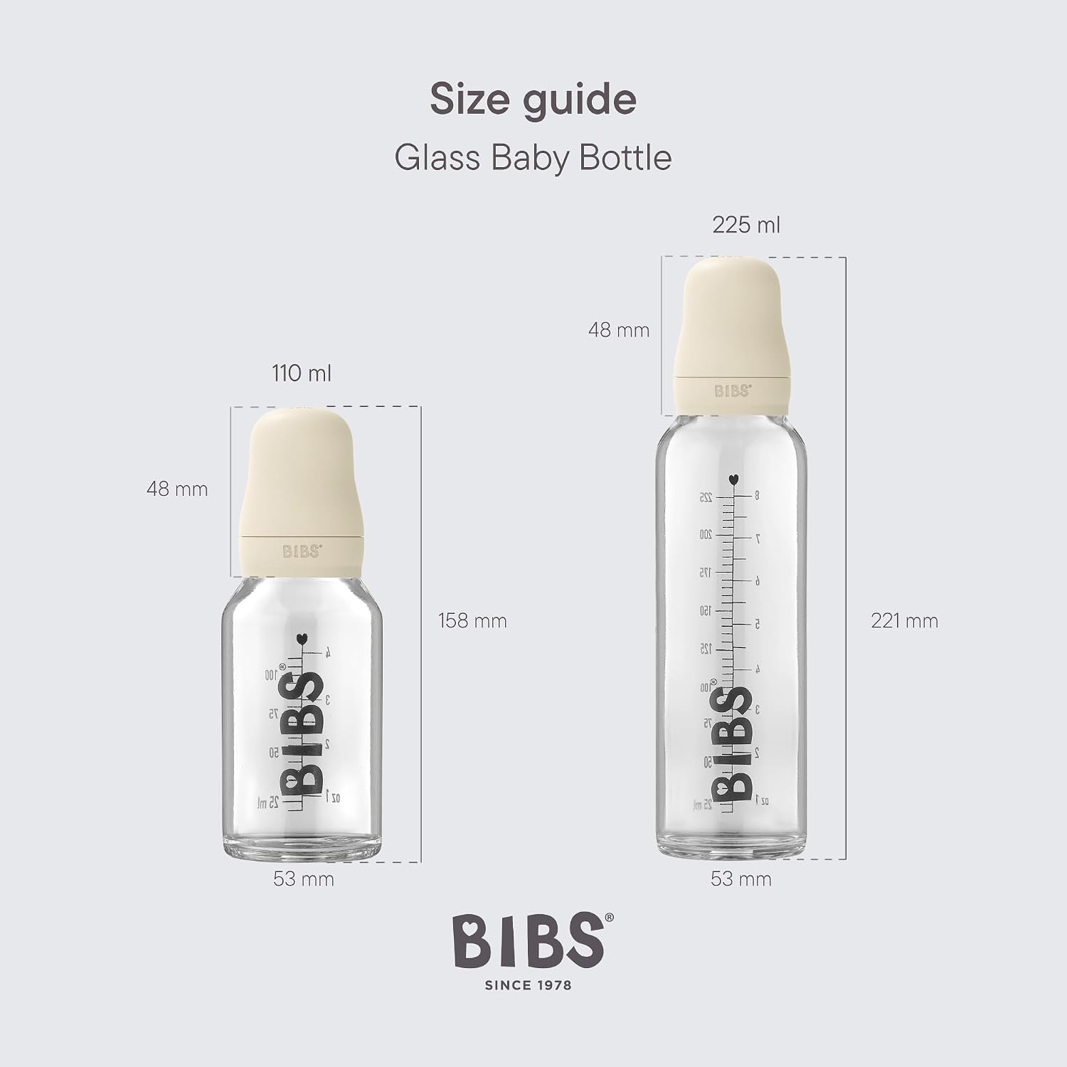 Detalle 2 de BIBS Baby Glass Bottle 110ml 2-Pack Anti-Colic ⌛