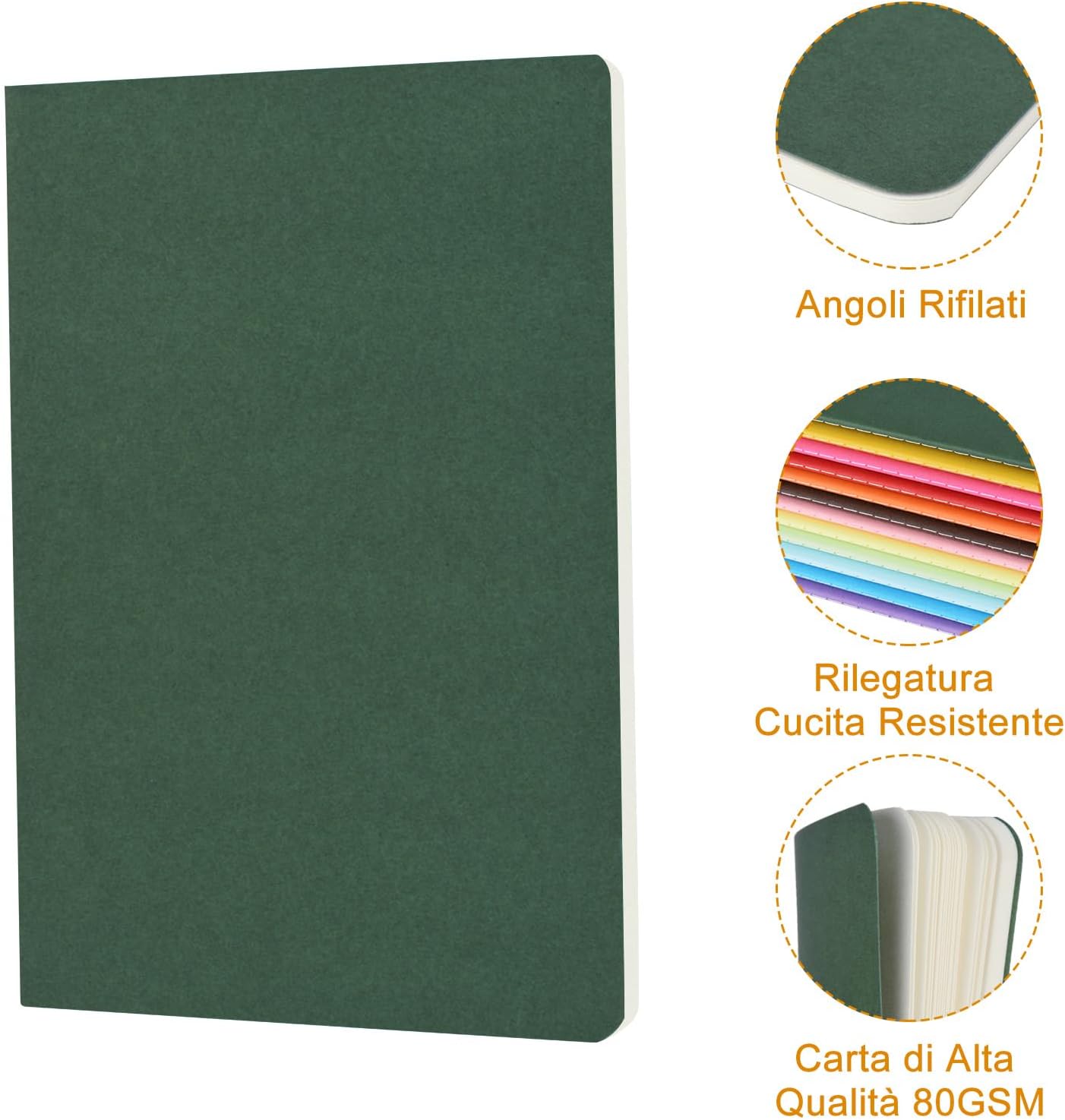 Detalle de ZCZN-Quaderno Appunti A5 – Confezione da 24 quaderni, 60 pagine, carta FSC, multicolore