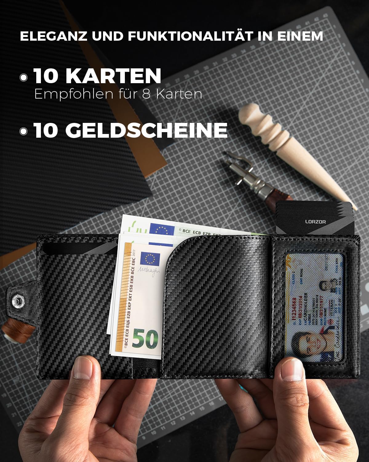 Detalle 2 de LORZOR Airtag Wallet Slim Wallet mit Münzfach