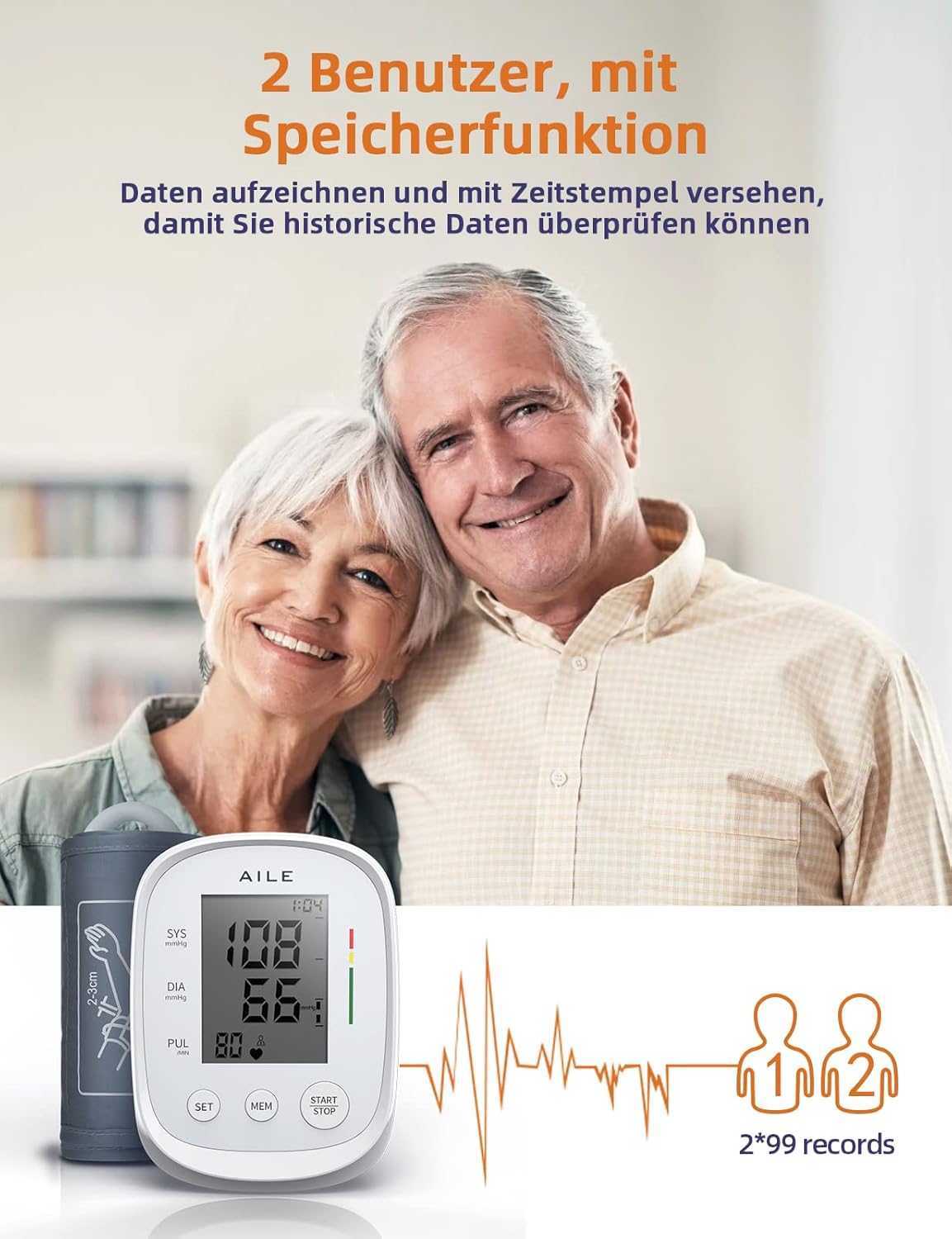 Thumbnail 4 de AILE Oberarm-Blutdruckmessgerät 22–42 cm 📋