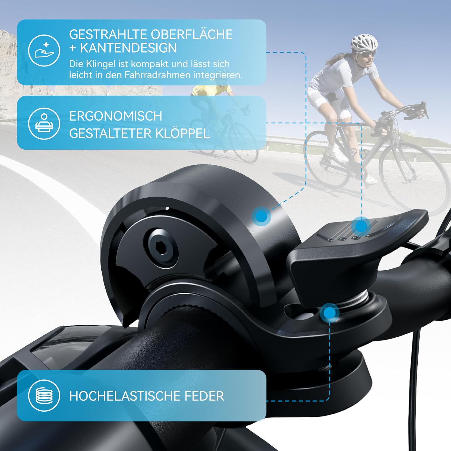 Thumbnail 4 de Greallthy Fahrradklingel – kompatibel Ø 19–25,4 mm, extrem laut und robust