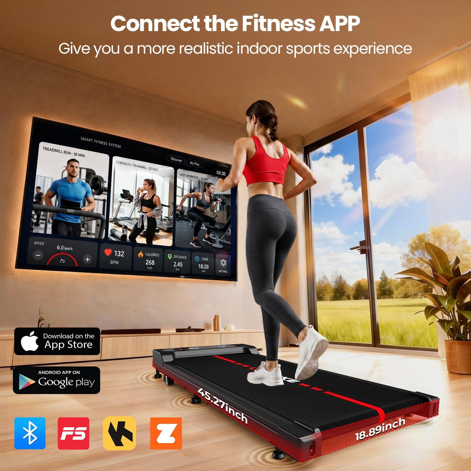 Detalle de CHAOKE Walking Pad Treadmill with 10% Incline, 6.2 MPH and 12 HIIT Programs