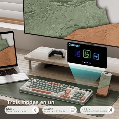 Thumbnail 1 de RK ROYAL KLUDGE S98, clavier mécanique AZERTY 96 % avec écran et molette