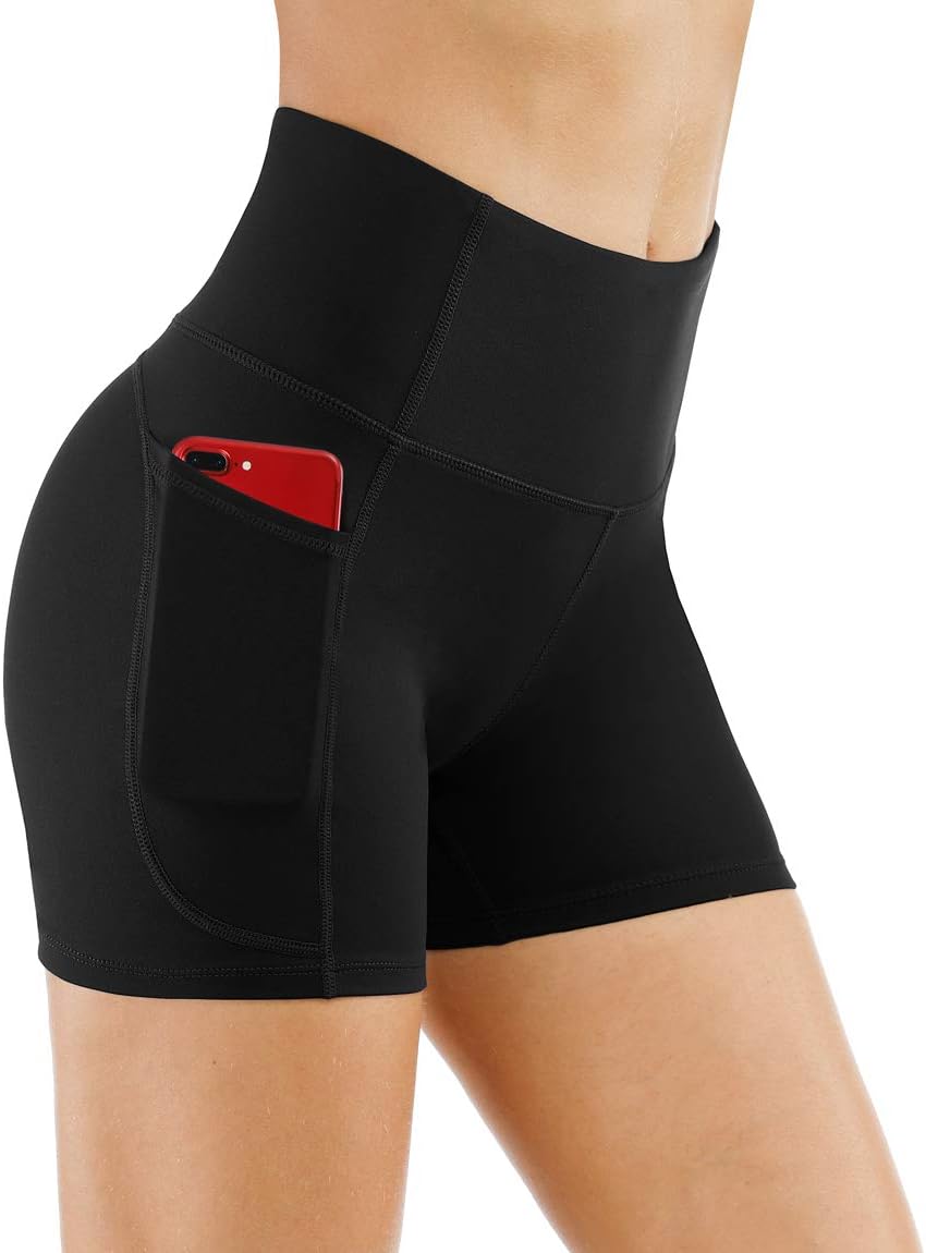 Detalle de THE GYM PEOPLE High Waist Yoga Shorts with Pockets