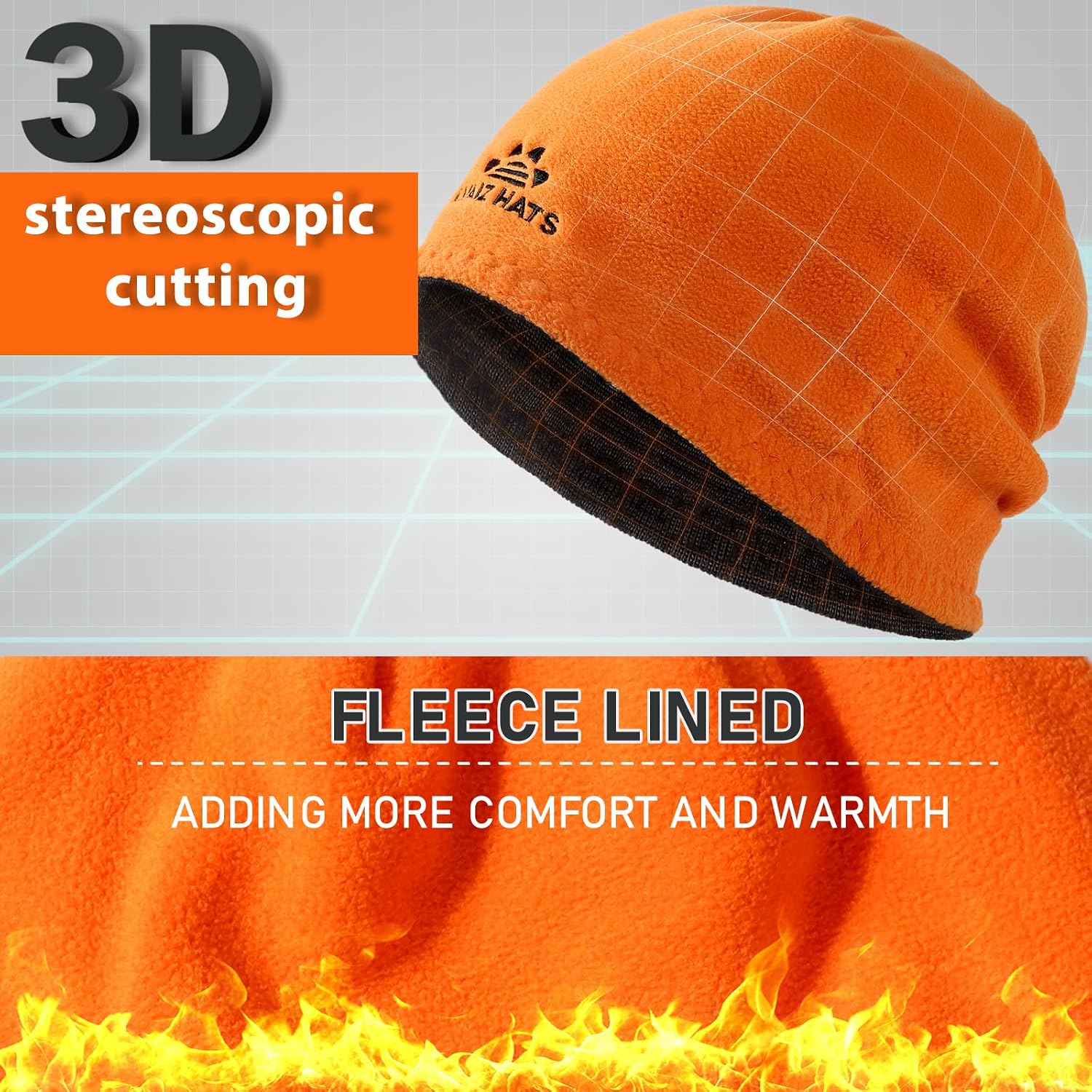 Detalle 1 de Fleece-Lined Beanie Hats, 3-Pack