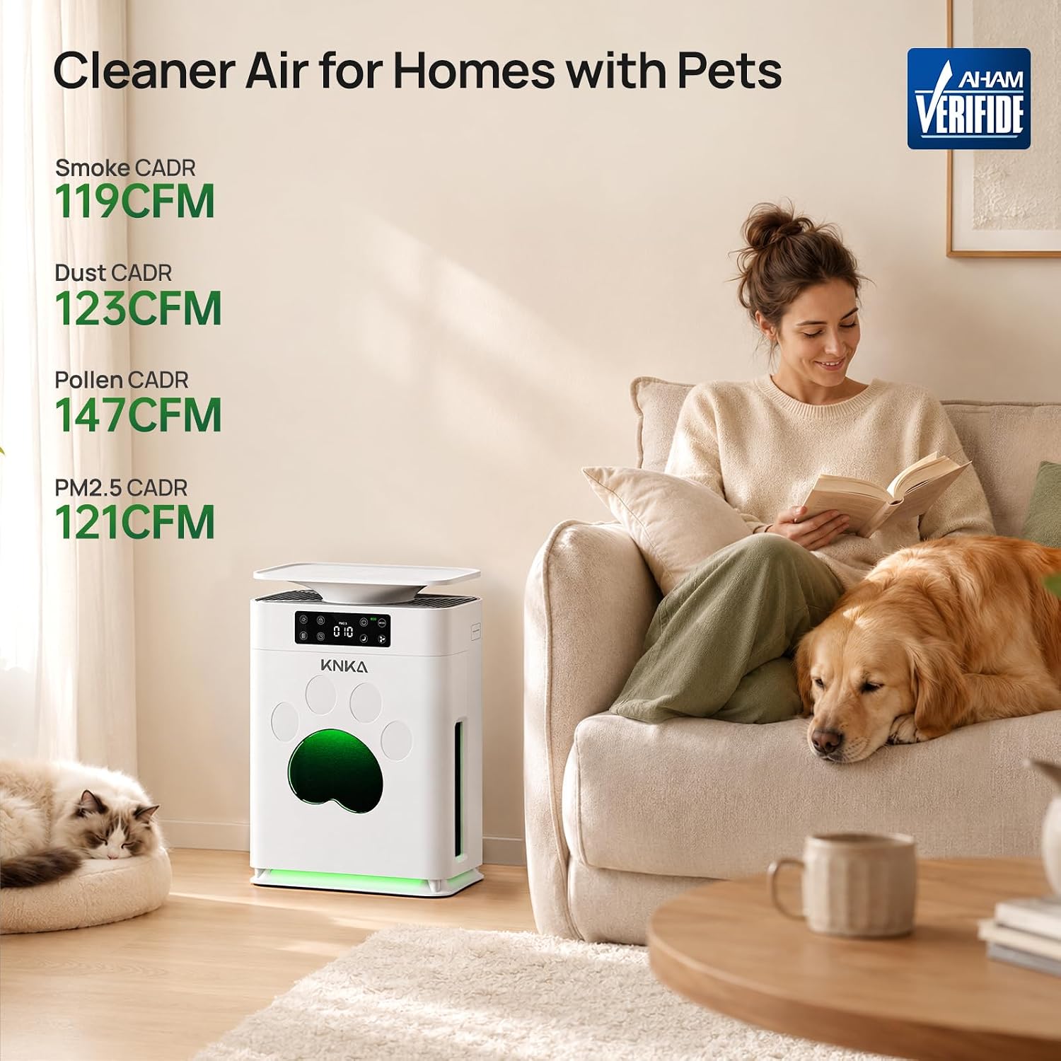 Detalle 2 de KNKA PetAir APH2500P Air Purifier with Bottom Hair Intake and Sleep Mode