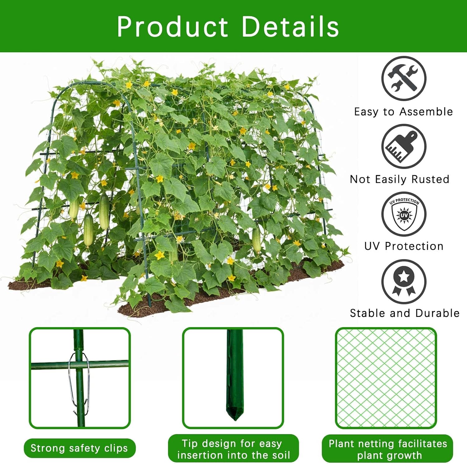Thumbnail 2 de 163x122cm Cucumber Trellis for Raised Bed with U-Shape Arch