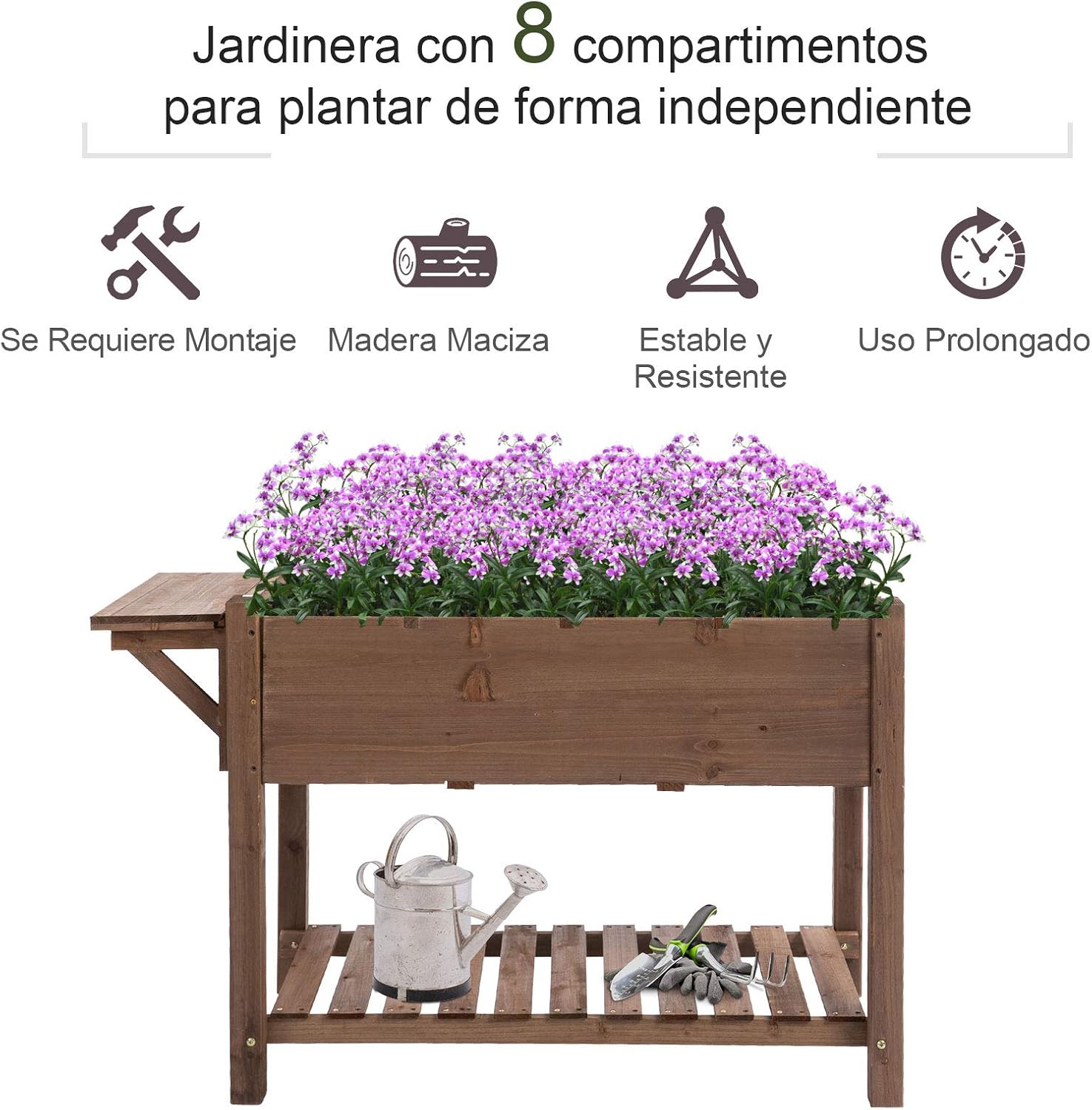 Detalle de Outsunny Huerto Urbano Elevado 123x54x80 cm