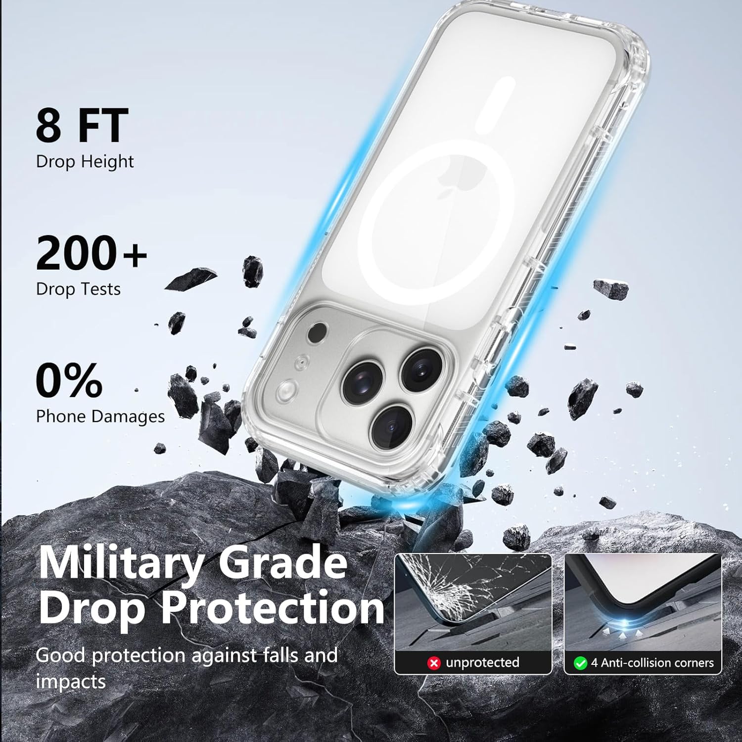 Thumbnail 3 de XTCASE Coque magnétique transparente pour iPhone 17 Pro – Protection 360° avec écran intégré