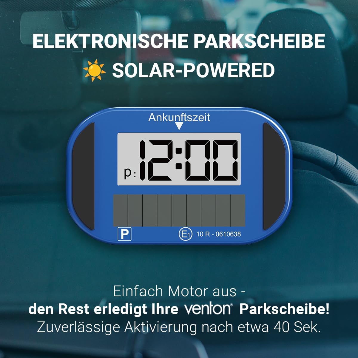 Detalle de VENTON Elektronische Solar-Parkscheibe mit KBA-Zulassung – SEHR GUT getestet (Note 1,1)
