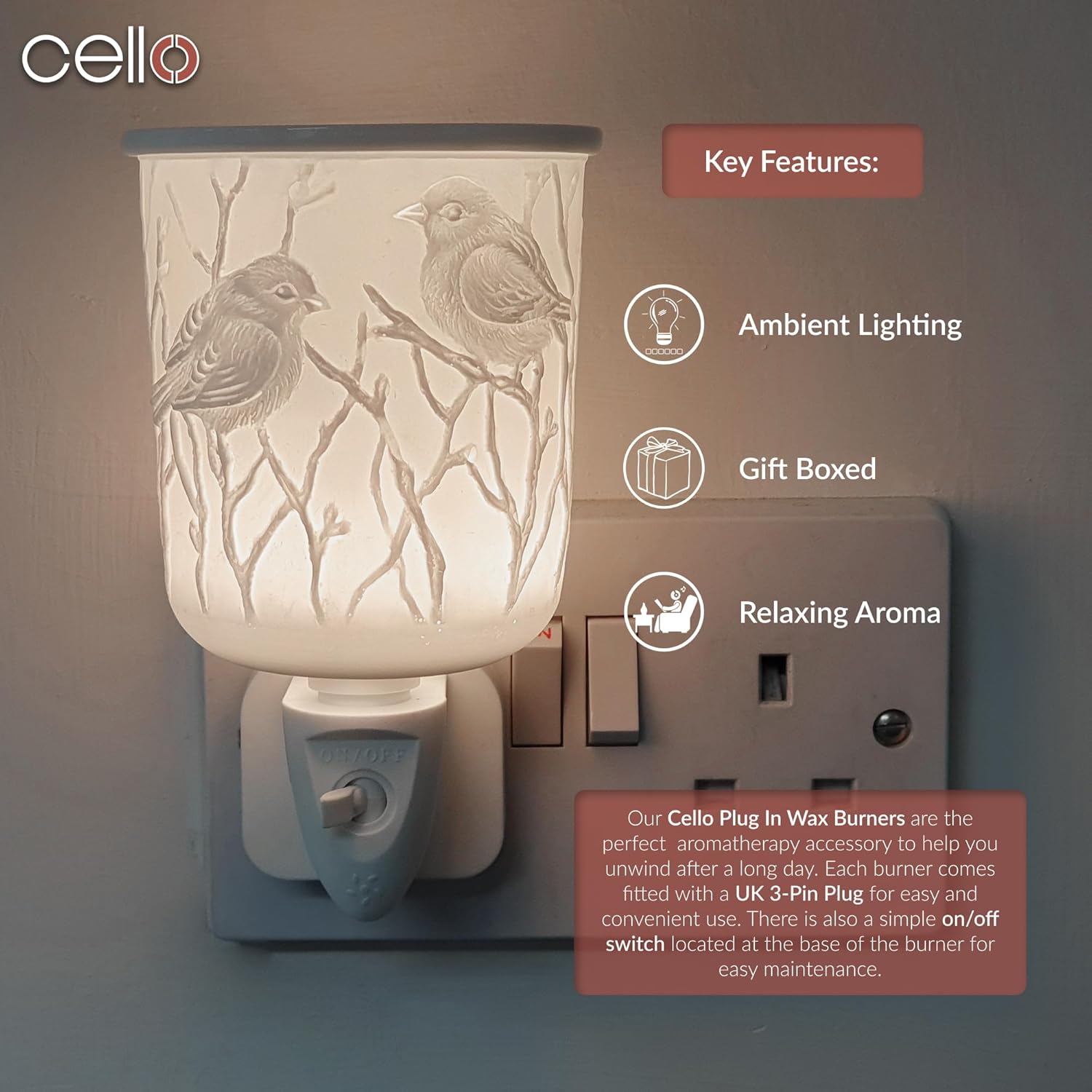 Thumbnail 4 de Cello Plug-In Wax Melt Burner with 3D Bird Design (Porcelain Electric Oil Warmer)