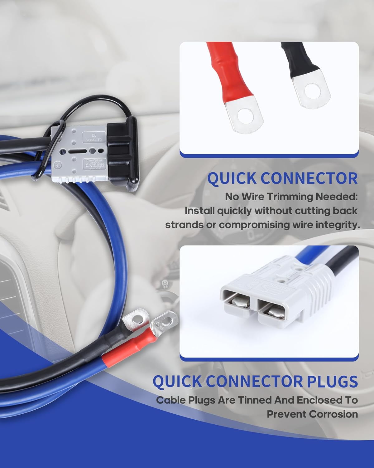 Thumbnail 4 de SAFEMATE 2/0 Gauge 30 Ft Heavy Duty Jumper Cables — 1500A Booster for Cars, SUVs, and Trucks