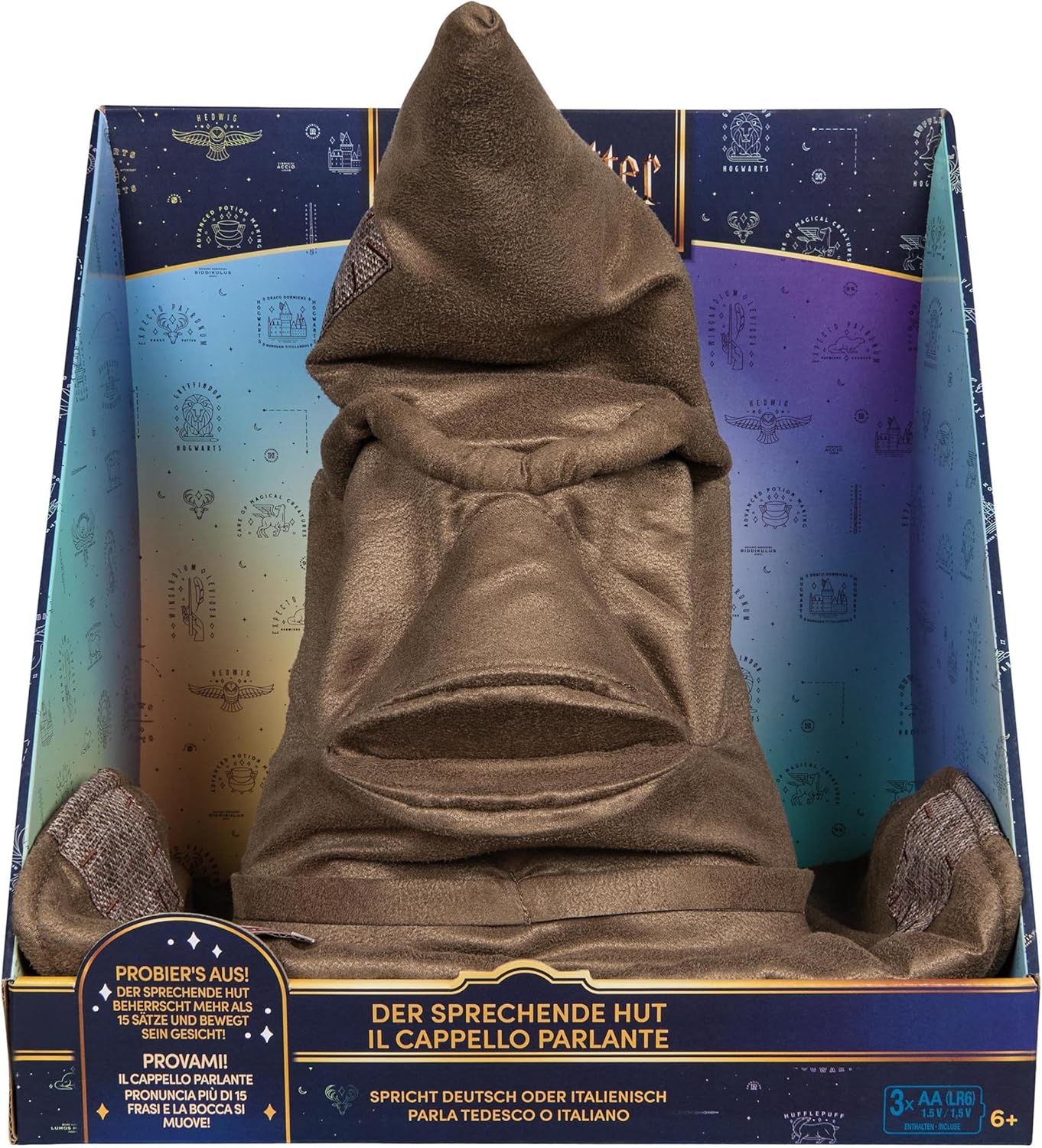 Detalle de Harry Potter Interaktiver Sprechender Hut – offizieller Fanartikel, ca. 35 cm, Deutsch/Italienisch