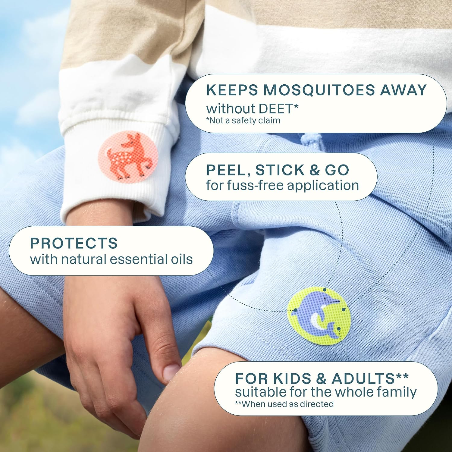 Detalle 2 de Cliganic CL-GA-006-90 Mosquito Repellent Stickers, 90-Pack, Plant-Based Oils