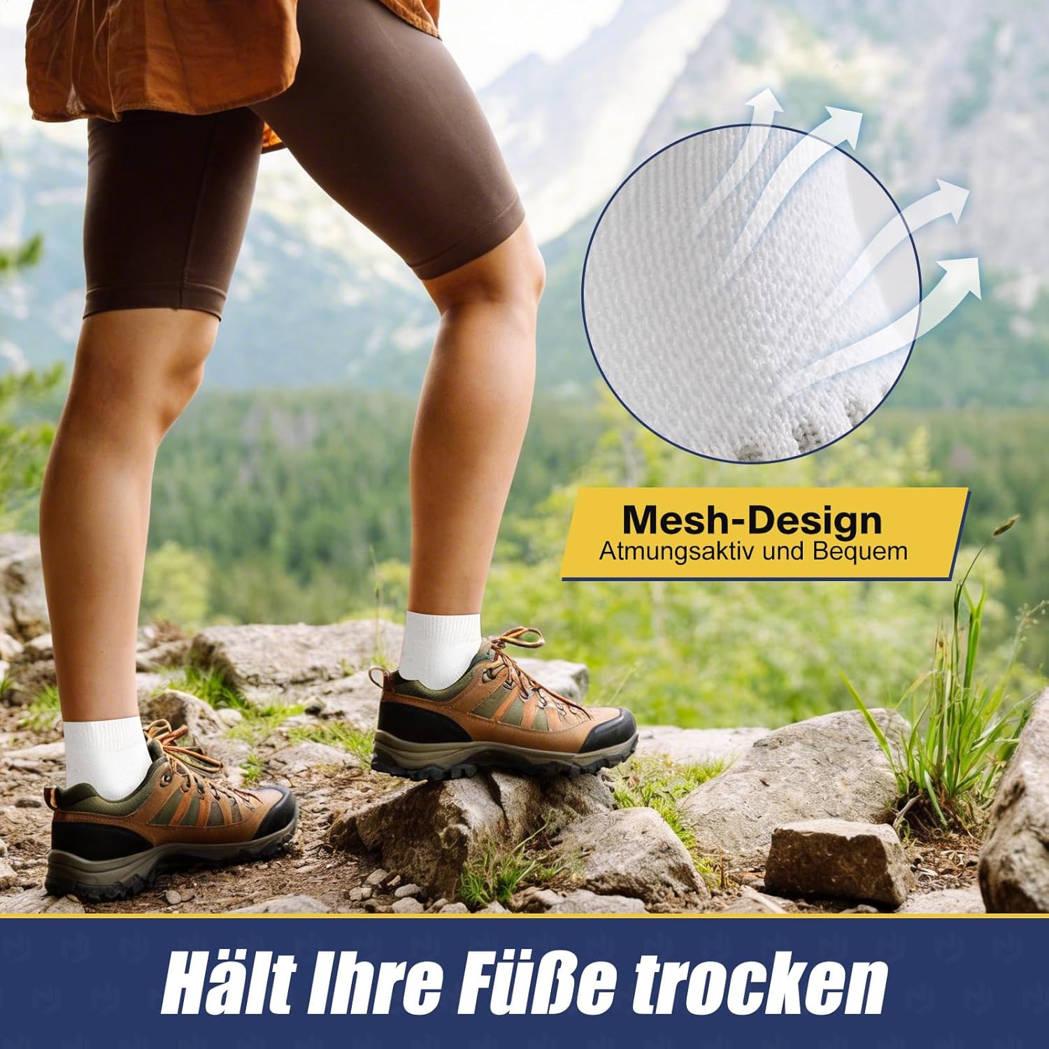 Thumbnail 3 de Niofind Merino Wandersocken für Damen & Herren – atmungsaktive Quarter-Sneaker-Socken im 6er-Set