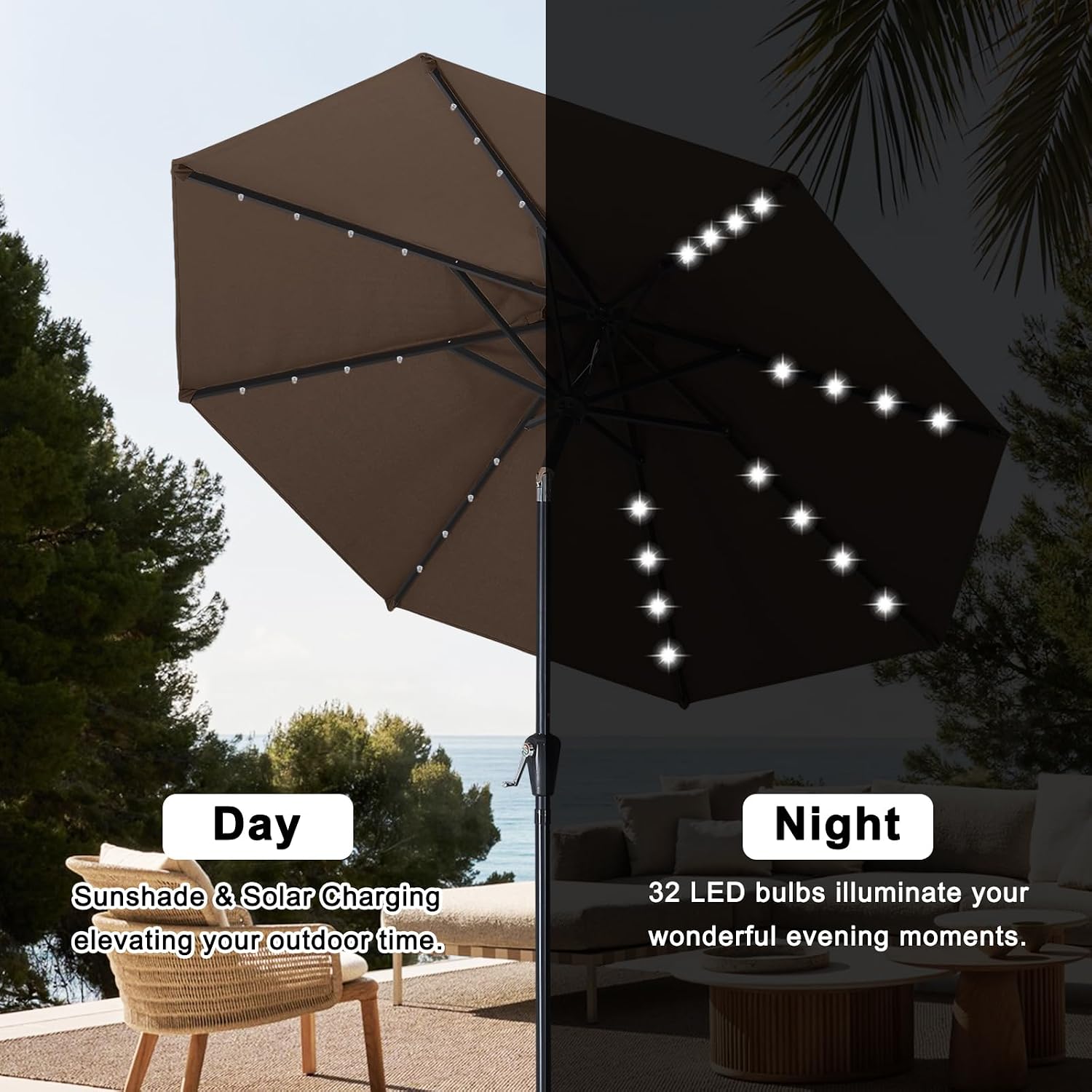 Thumbnail 3 de ABCCANOPY Solar Patio Umbrella, 10-Foot