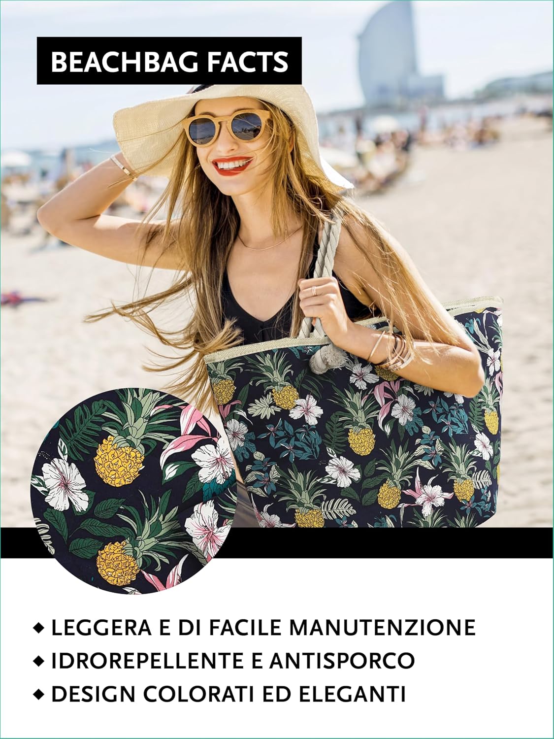 Detalle 2 de DonDon Grande borsa da spiaggia 58x38