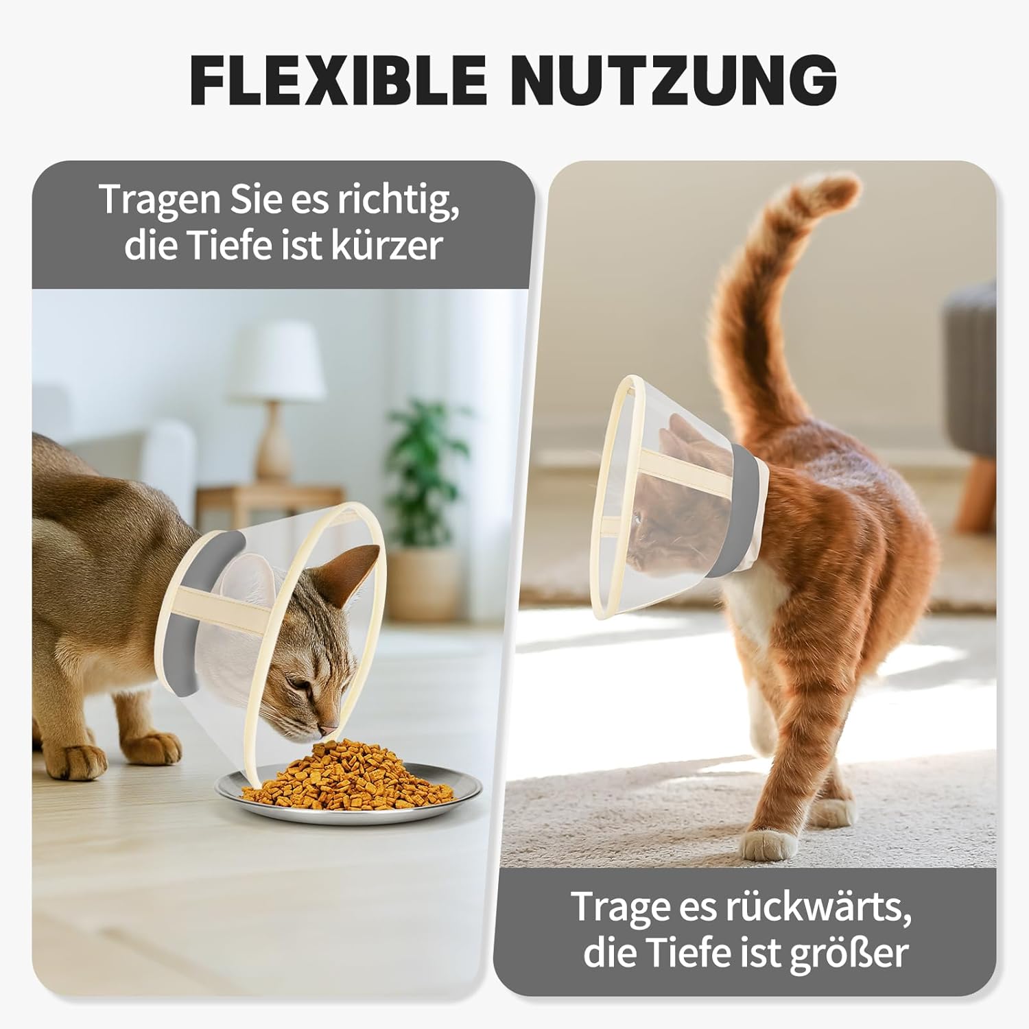 Thumbnail 3 de Supet luftdurchlässige weiche Halskrause für Katzen (Grau, XS) – Alternative zur Plastik-Elizabethankrause