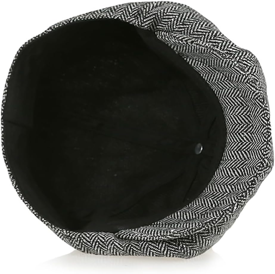 Detalle de MCWTH Vintage Newsboy Cap for Toddler Boys (2–8 Years) – Tweed-style 8-piece herringbone with adjustable strap