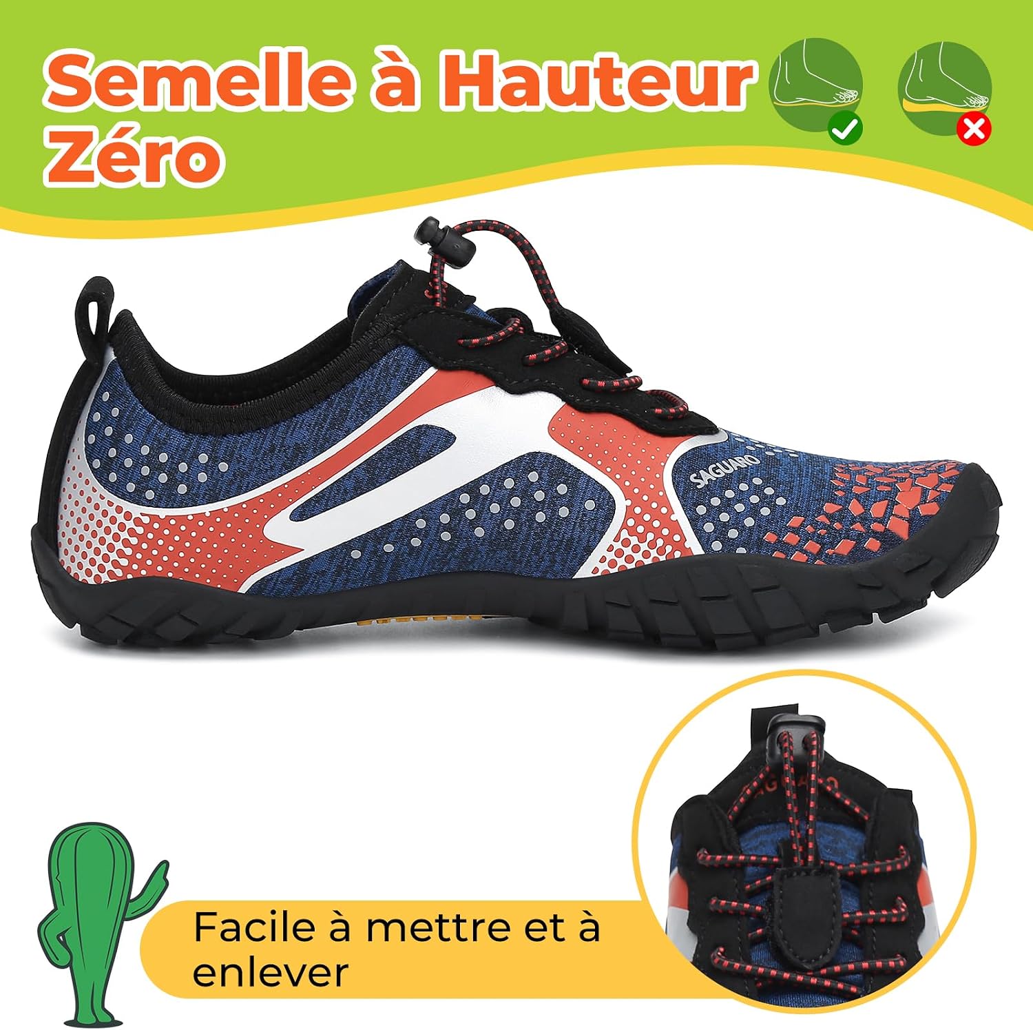 Detalle de SAGUARO chaussures barefoot enfant noir 24-36