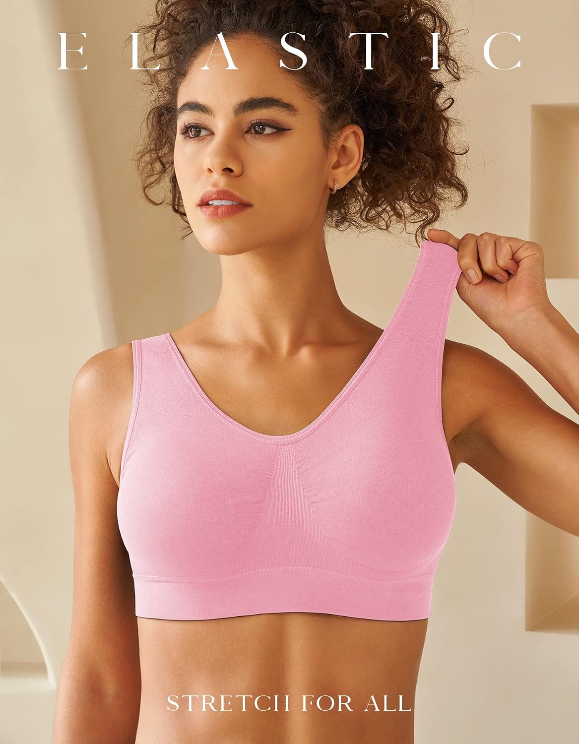 Detalle 2 de SIMIYA Seamless Wireless Sports Bra with Removable Pads, Light Support