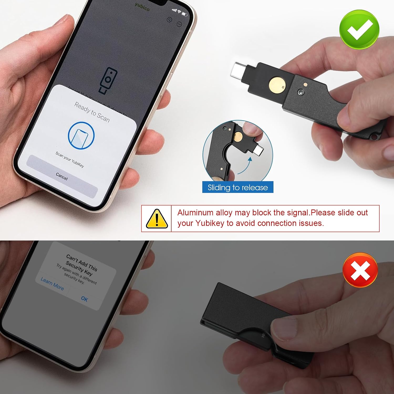 Thumbnail 3 de REEYEAR YubiKey 5C NFC対応アルミケース フリップスライド式・ブラック