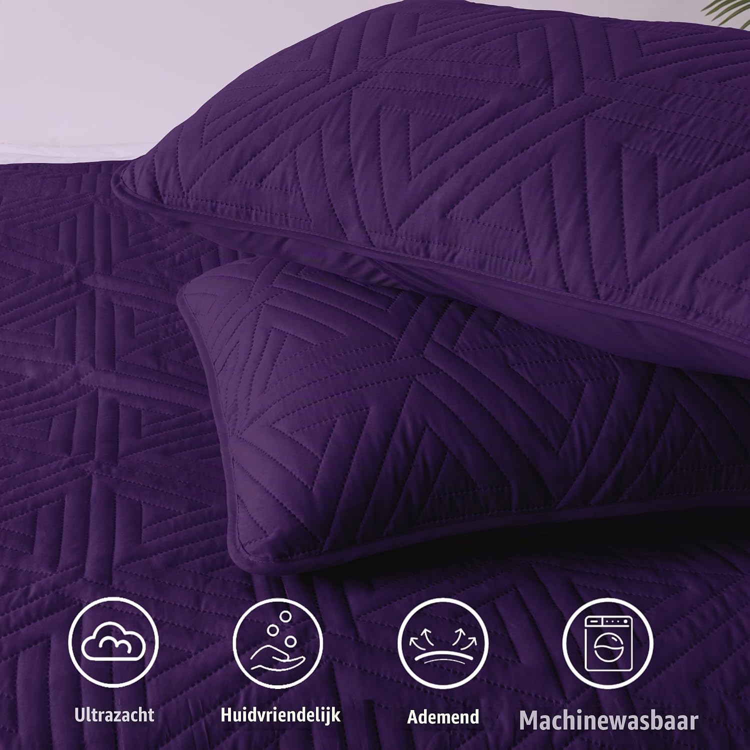 Thumbnail 4 de Whale Flotilla sprei 240 x 260 cm met 2 kussenslopen, microvezel, paars