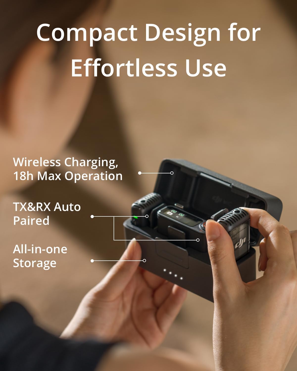 Detalle de DJI Mic 2 (2 TX + 1 RX + Charging Case) — All-in-One Wireless Microphone