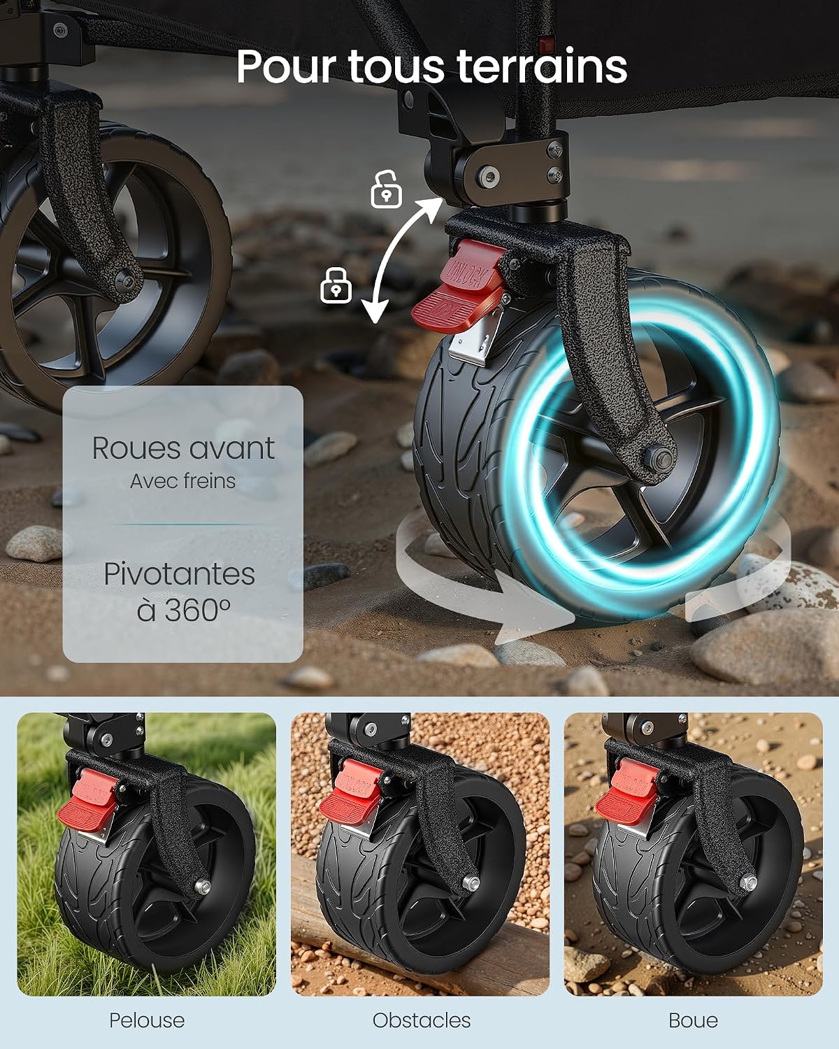 Thumbnail 5 de SONGMICS Chariot Pliable GFW200B101 — Chariot de Jardin 200 L, 150 kg, 4 Roues Amovibles
