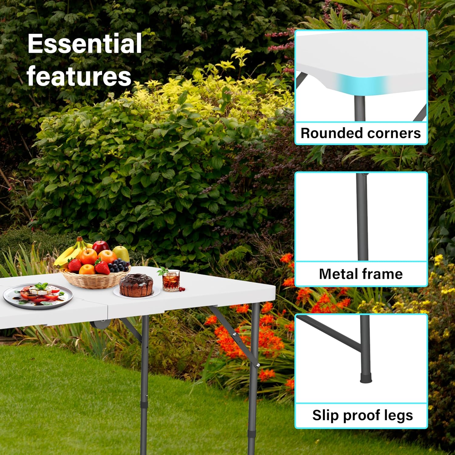 Thumbnail 5 de Trestle Table 6ft Heavy Duty Folding Table – 1.8m Outdoor Plastic Picnic Table