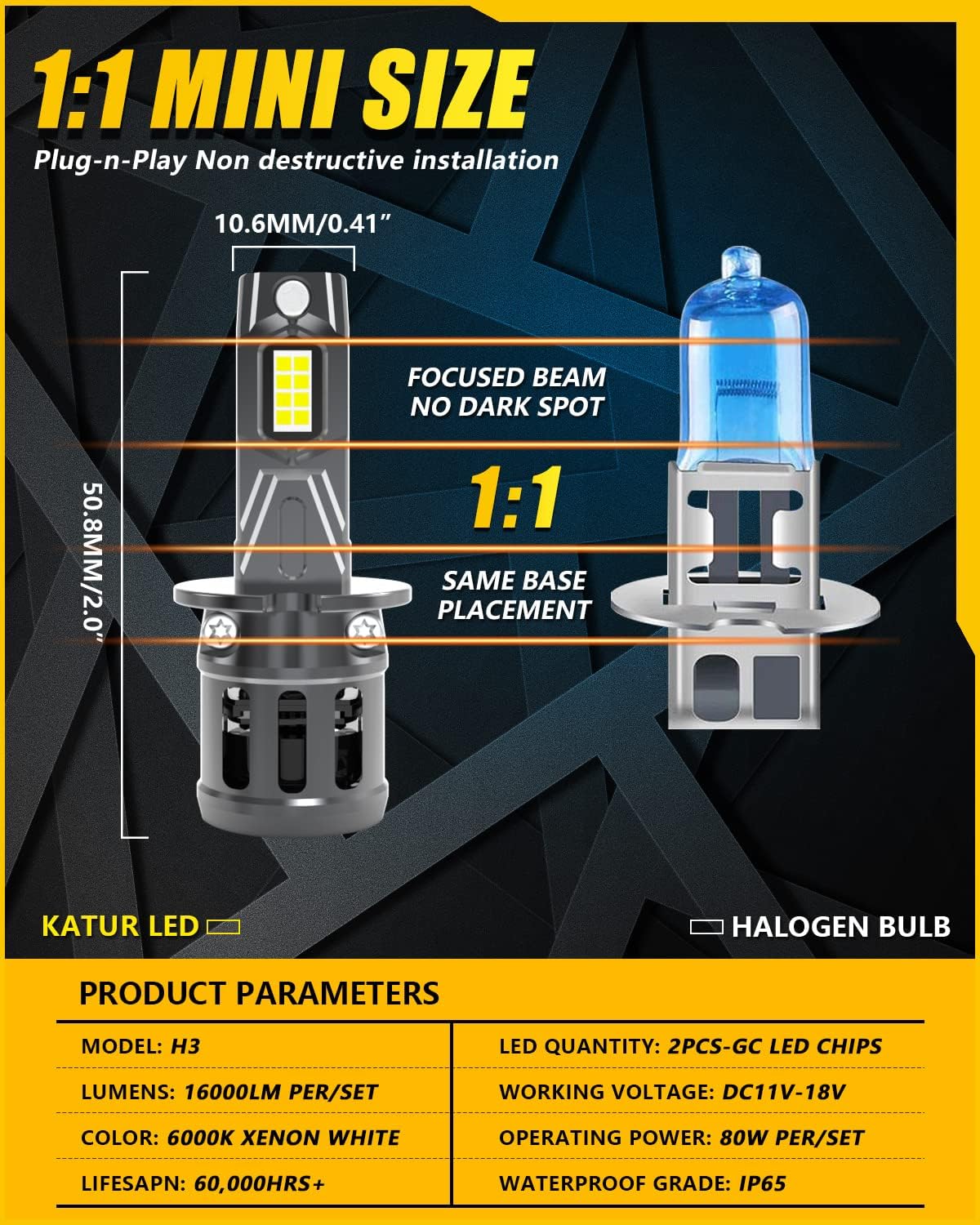 Detalle 2 de KATUR H3 LED 80W 16000LM 6000K