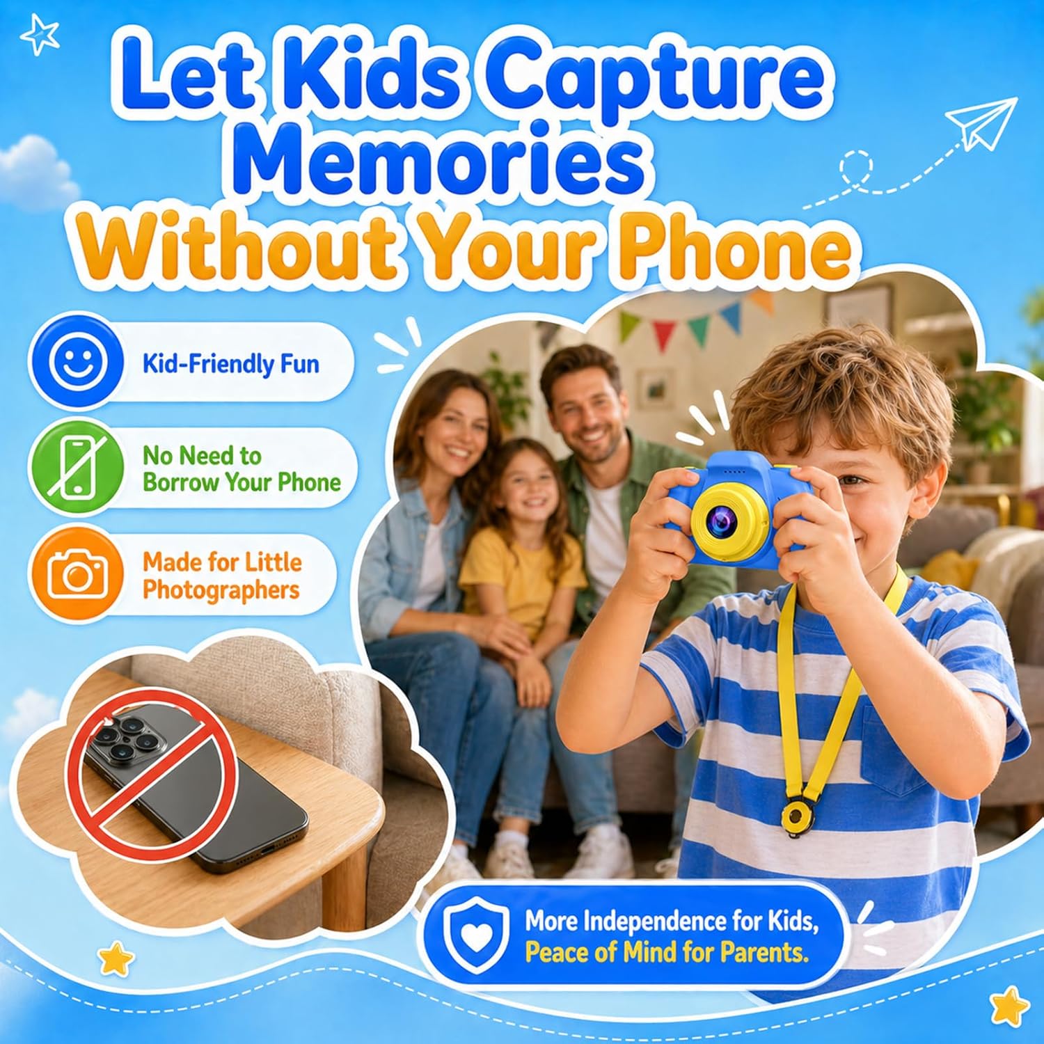 Detalle de Kids Camera for Boys Age 3-8 (32GB SD Card Included) 1080P HD Video & 2.0-Inch LCD Toy Camcorder