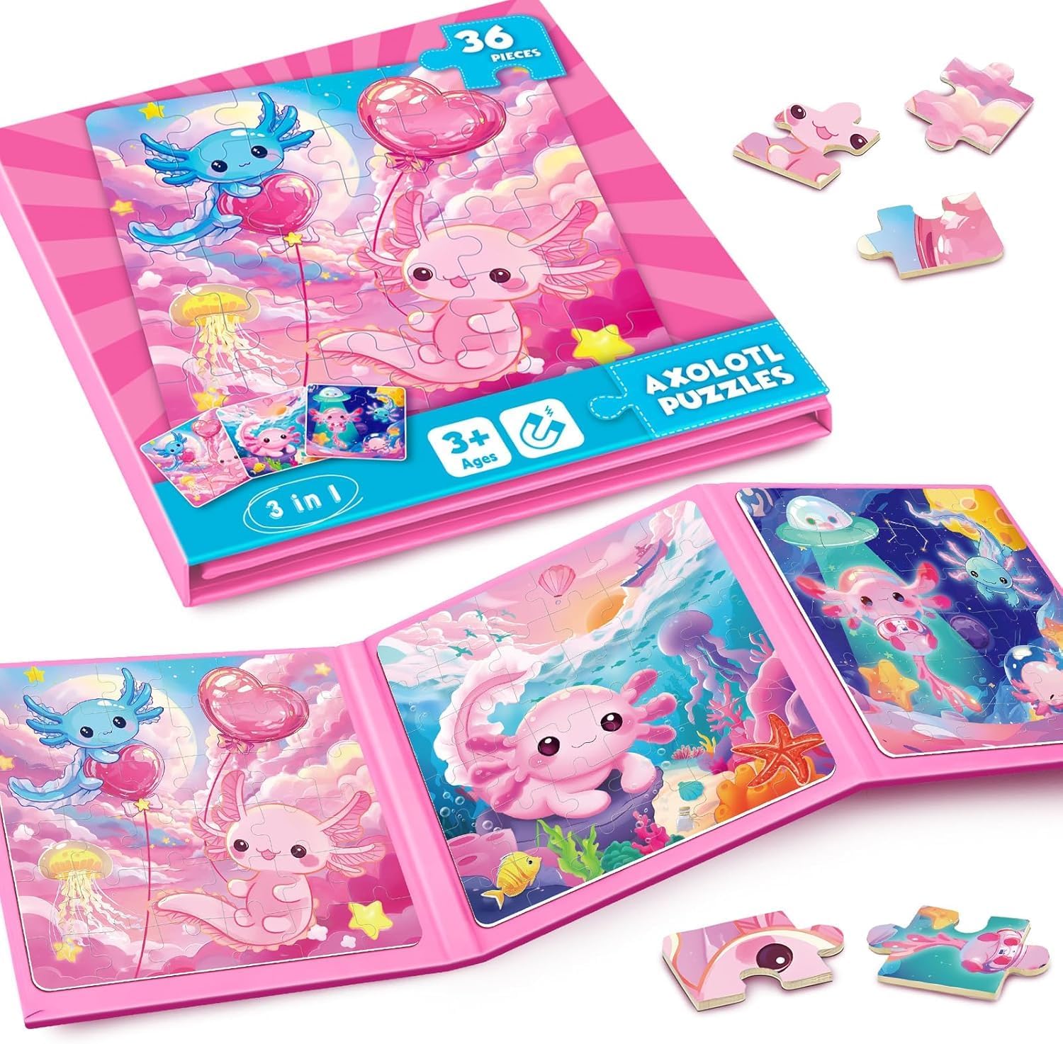 Detalle de CutteeyFyry Axolotl magnetic puzzles, 36 pcs