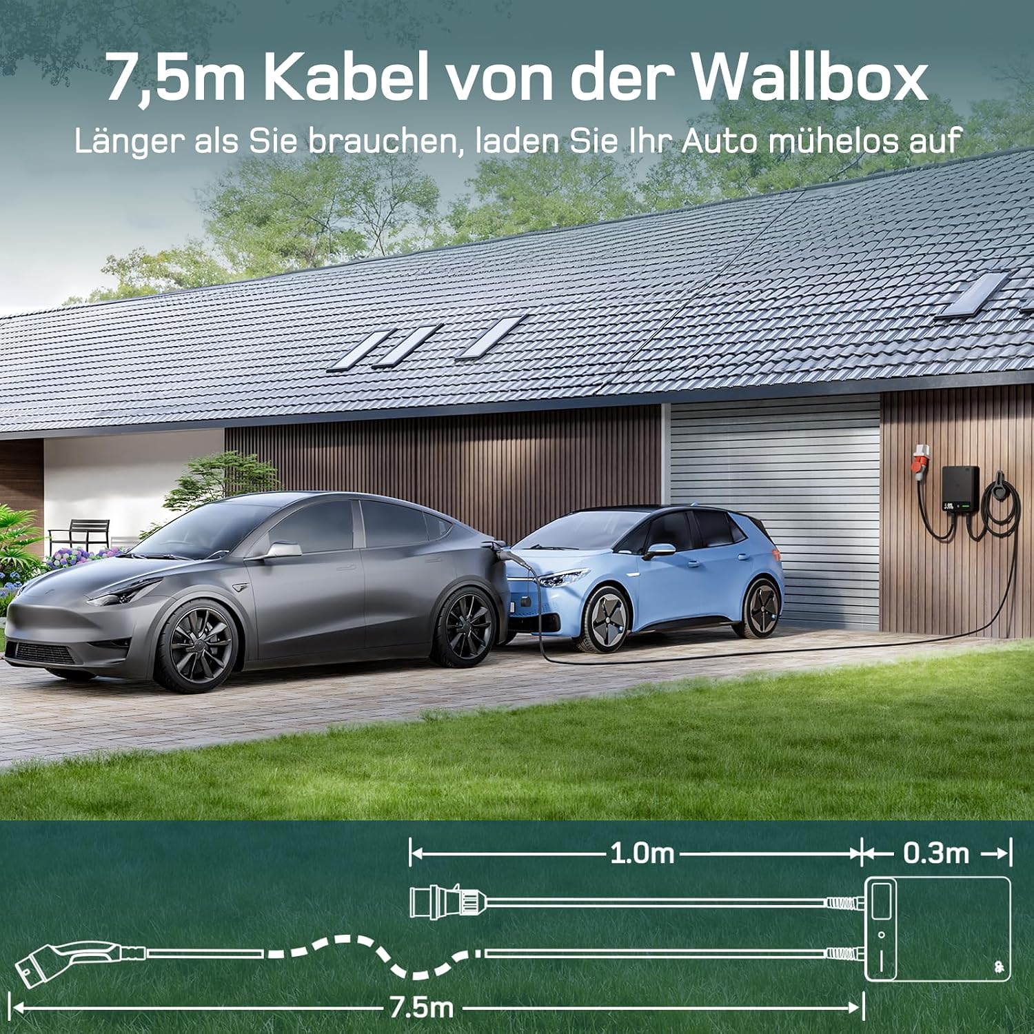 Detalle 2 de dé Wallbox Typ 2 11kW mit APP & RFID – 3-phasiges EV-Ladegerät 400 V 🔌