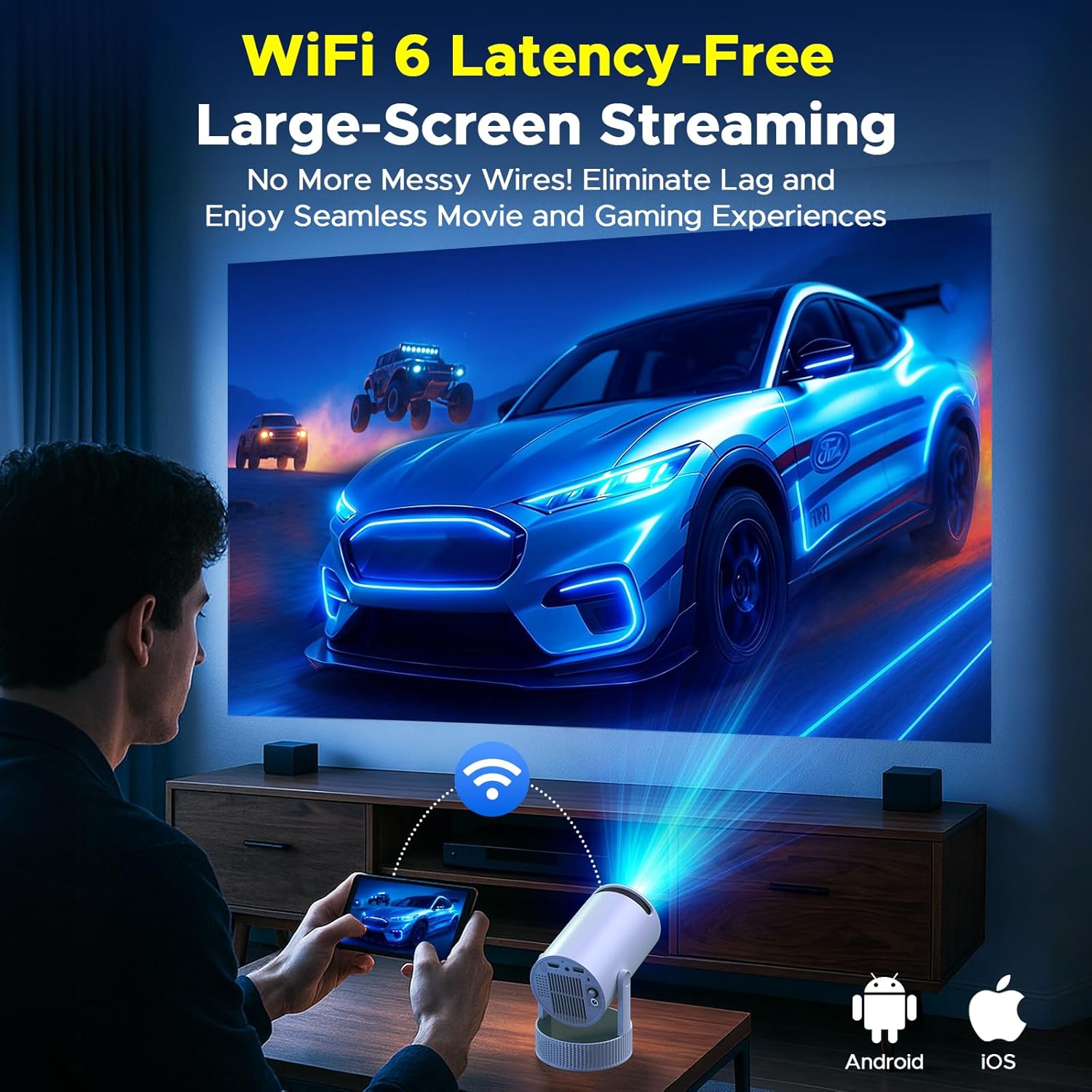 Detalle de HOTPEAK Mini Projector 4K with WiFi and Bluetooth 🎥