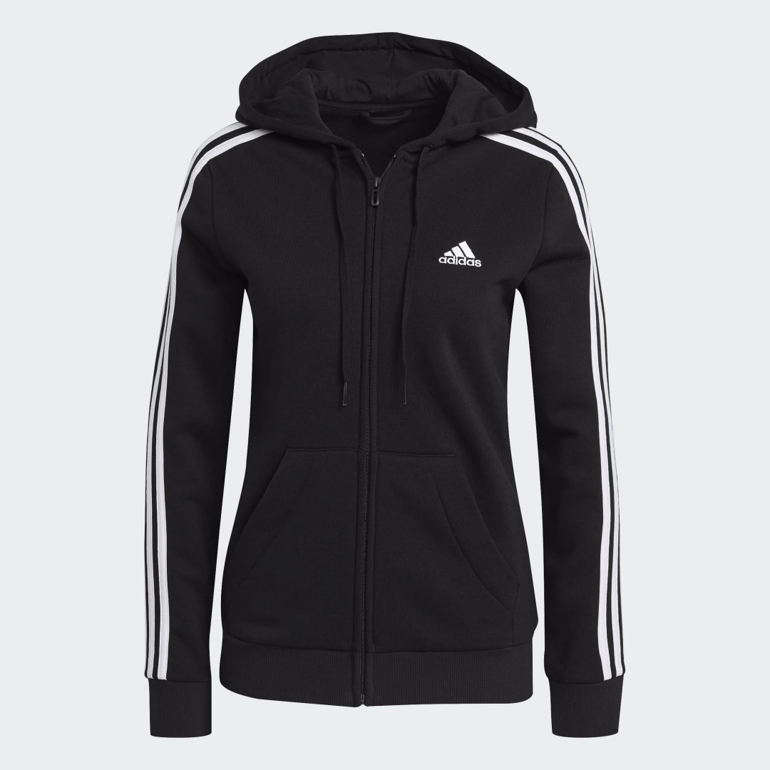 Thumbnail 1 de Adidas Essentials Fleece 3 bandas, chaqueta negra con capucha