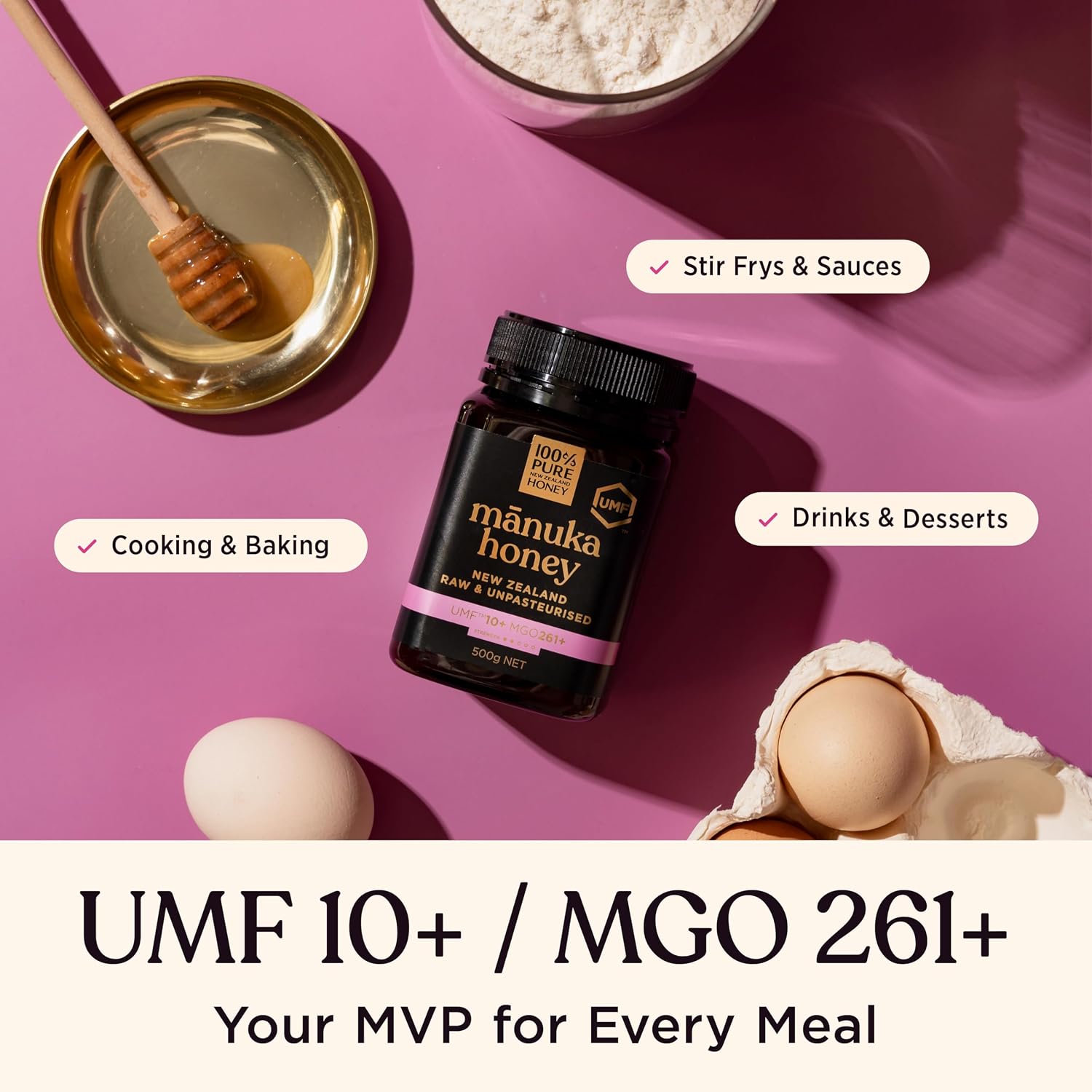 Detalle 1 de 100% Pure New Zealand Honey Manuka Honey UMF 10+, MGO 261+, 17.6 oz