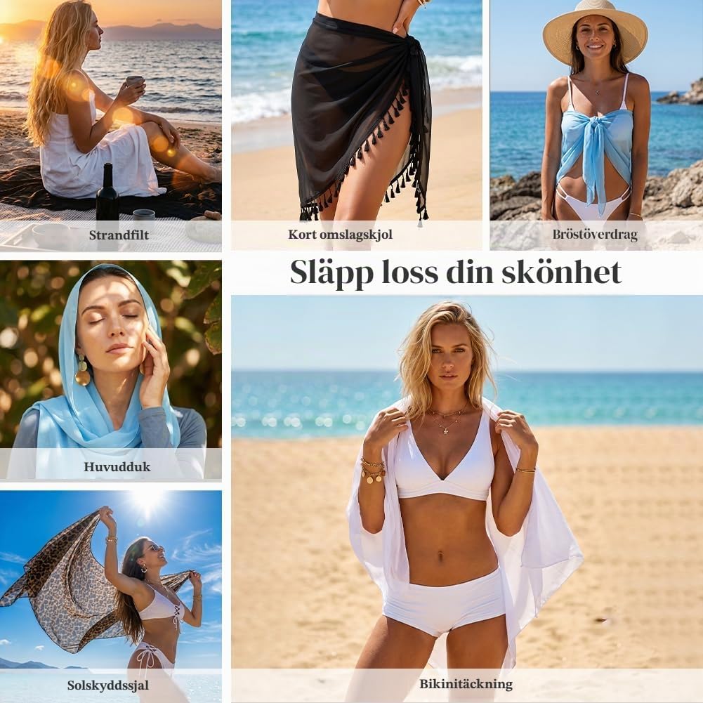 Thumbnail 6 de Aomig kort strandkjol för kvinnor – lätt bikiniöverdrag i bohemisk stil