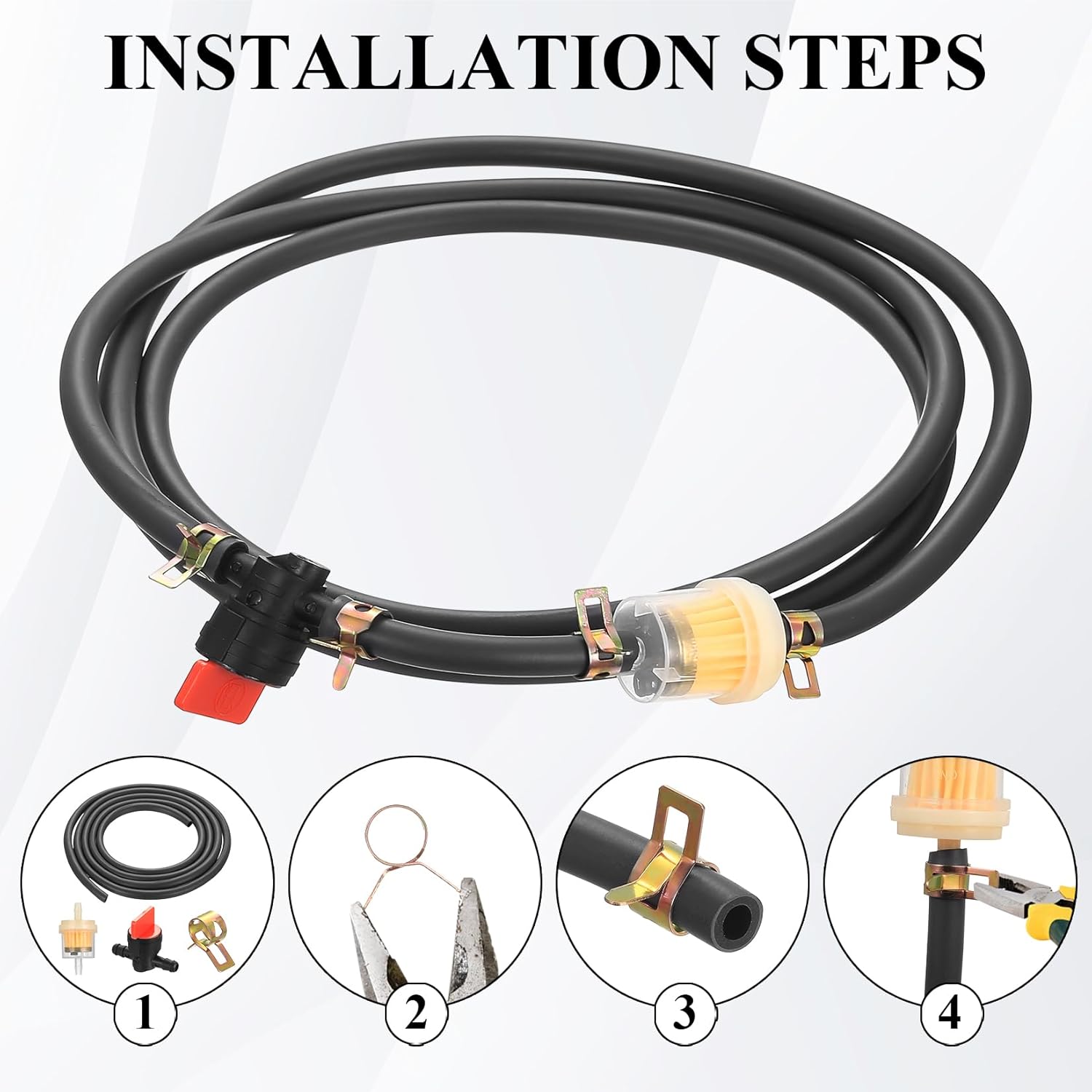 Detalle de Fuel Hose Set 5mm ID x 9mm OD, 2m with Filters, Taps and Clamps