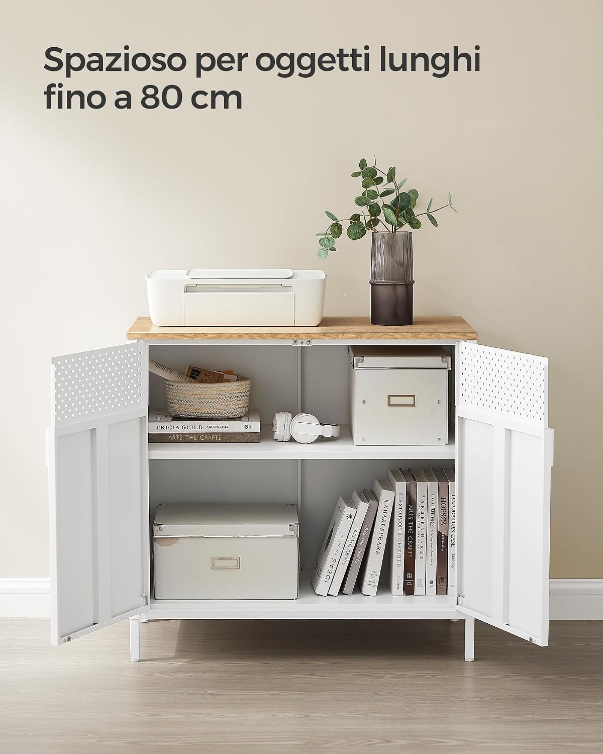 Detalle 2 de SONGMICS Armadio metallico 40x80x76 cm beige/bianco 🗄