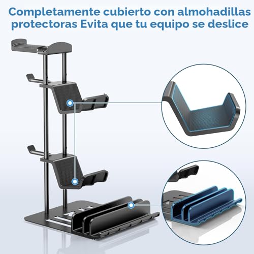 Detalle de KDD Soporte Auriculares Gaming Universal con Organizador de Cables y Barra de Aluminio
