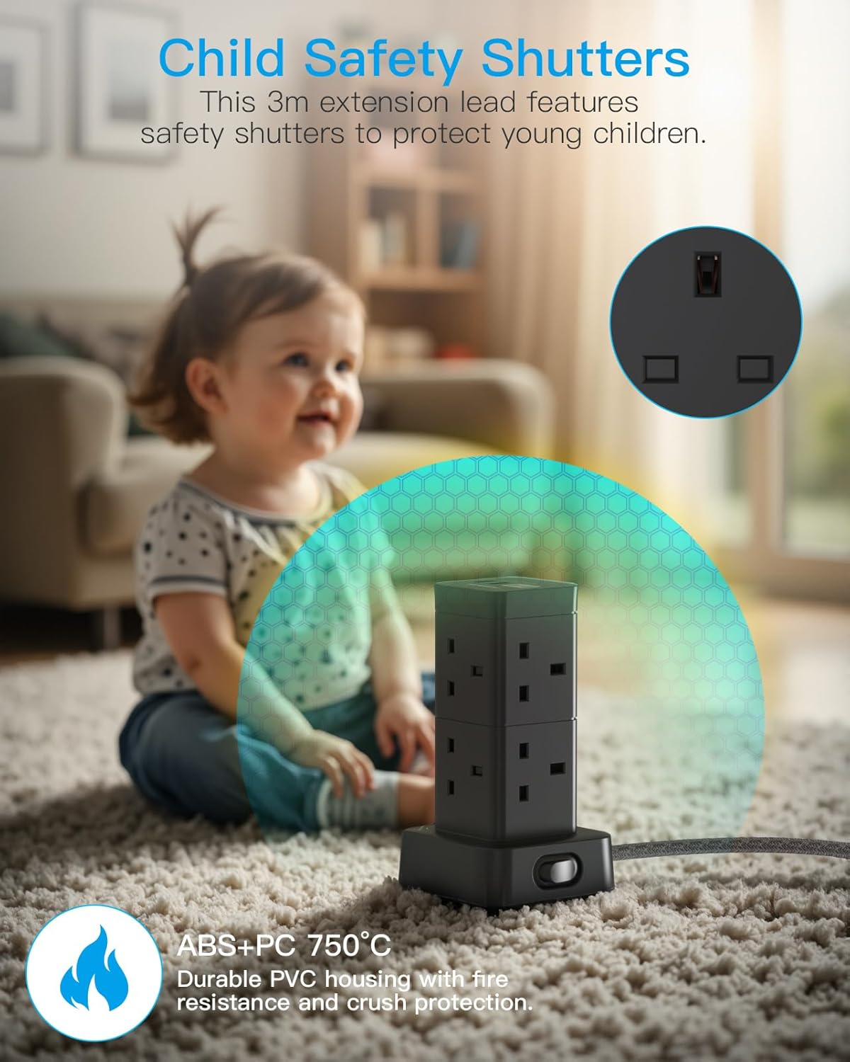 Thumbnail 4 de Tower USB-C Extension Lead 8 Way 3m Black