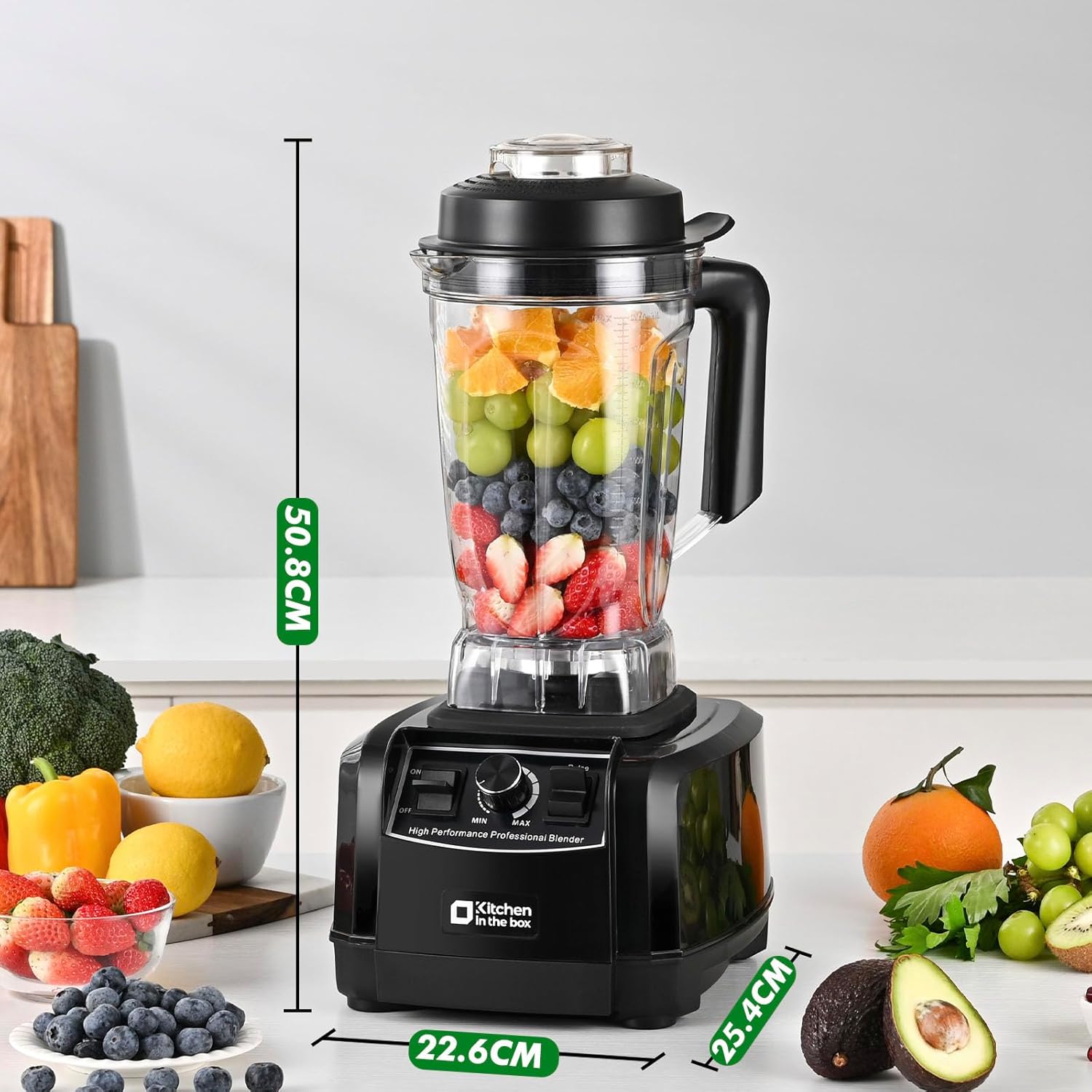 Thumbnail 4 de Kitchen in the box Frullatore Professionale 1500W da banco da 2L (2 HP), 8 lame, regolazione velocità, nero