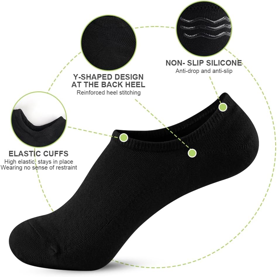 Detalle de OFFCUP 1 Bamboo Trainer Socks, 6-Pair Non-Slip No-Show Multipack