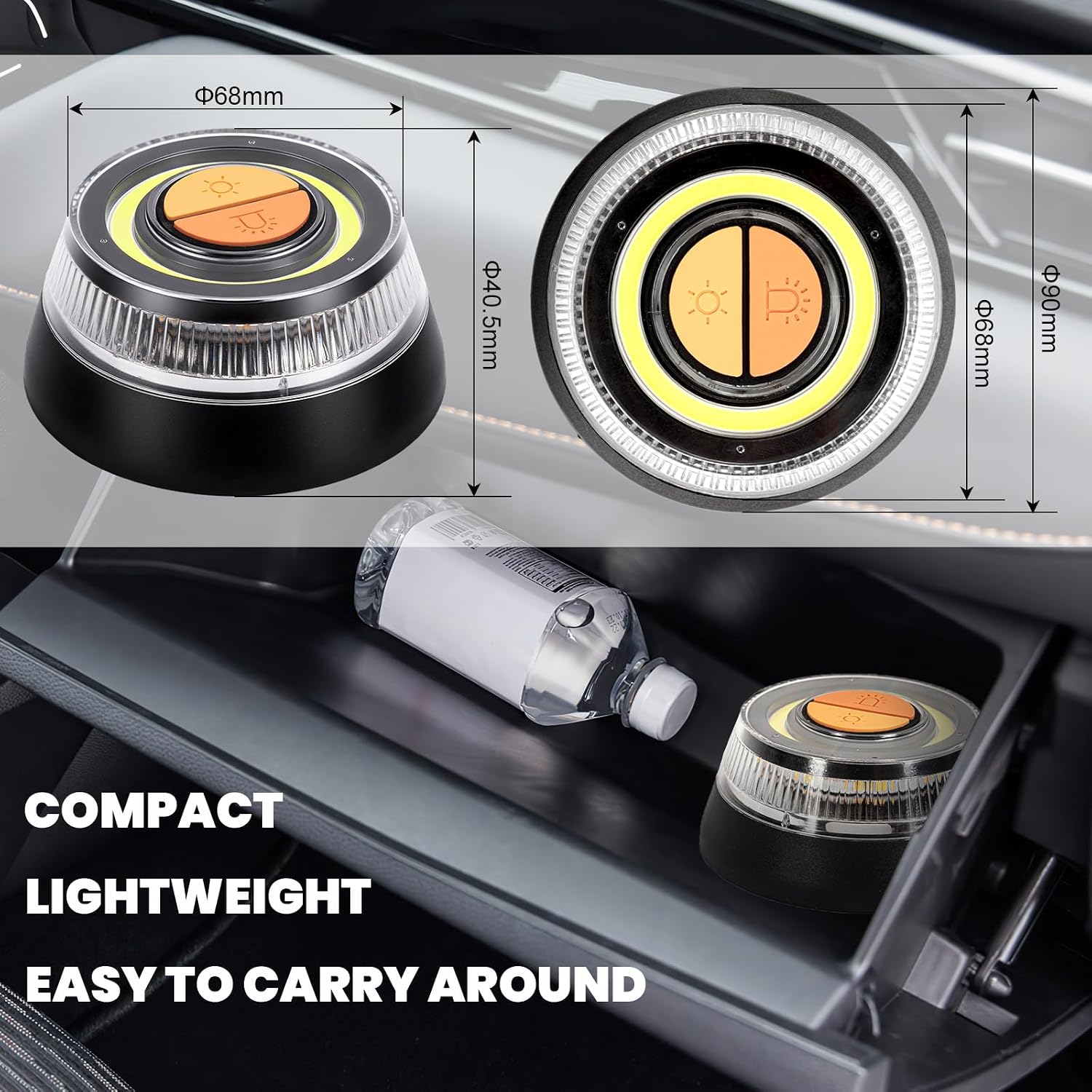 Detalle de Emergency Warning Light: LED Rotating Beacon with 3 Flash Modes, Battery-Powered Magnetic Mount